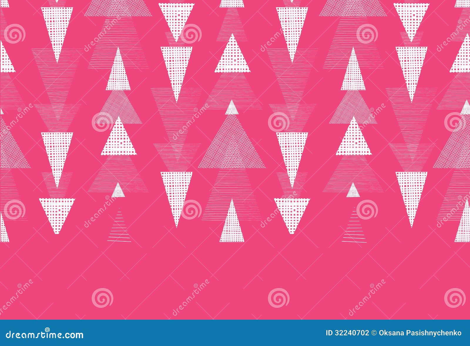 Pink and White Ikat Triangles Stripes Horizontal Stock Vector