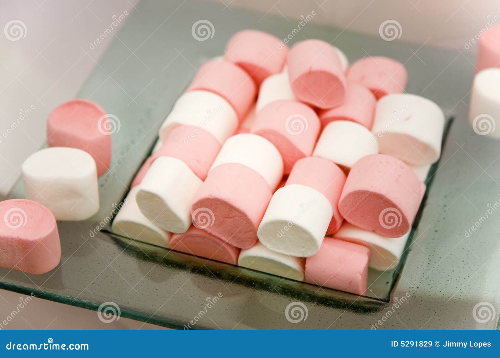 Pink and White Marshmallows Stock Image - Image of shapes, plate: 5291829