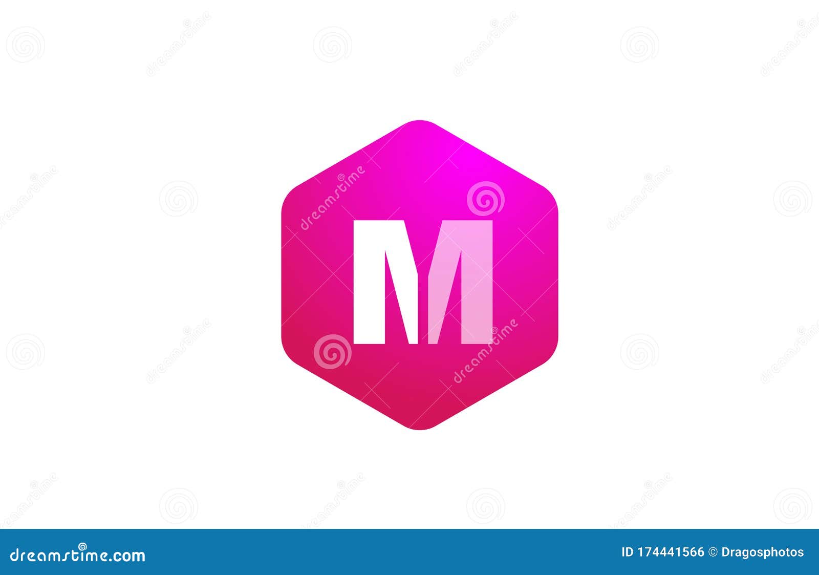 Pink White Polygon M Alphabet Letter Logo Icon with Modern Design ...