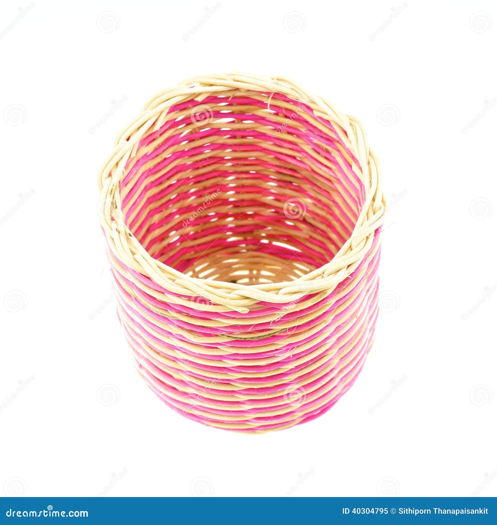 Pink Wicker Basket Isolated Stock Image Image of empty, woven 40304795