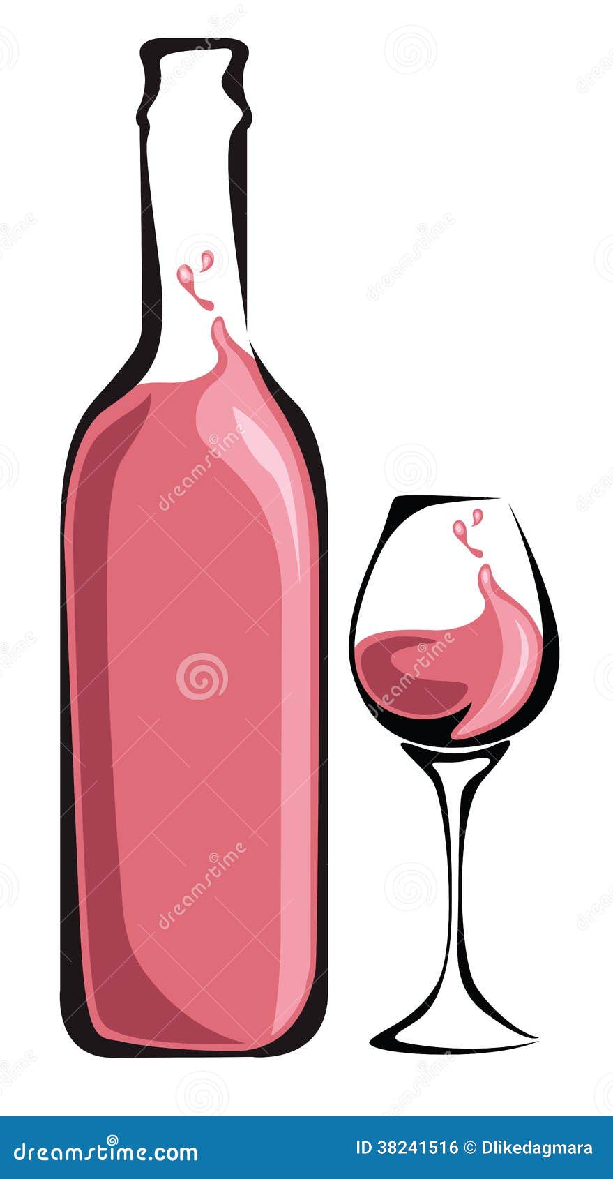 Pink Wine bottle stock illustration. Illustration of french 38241516