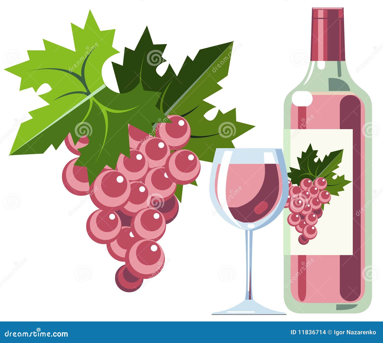 Download Pink Wine With Grapes Bottle And Glass Stock Vector Illustration Of Green Organic 11836714 Yellowimages Mockups