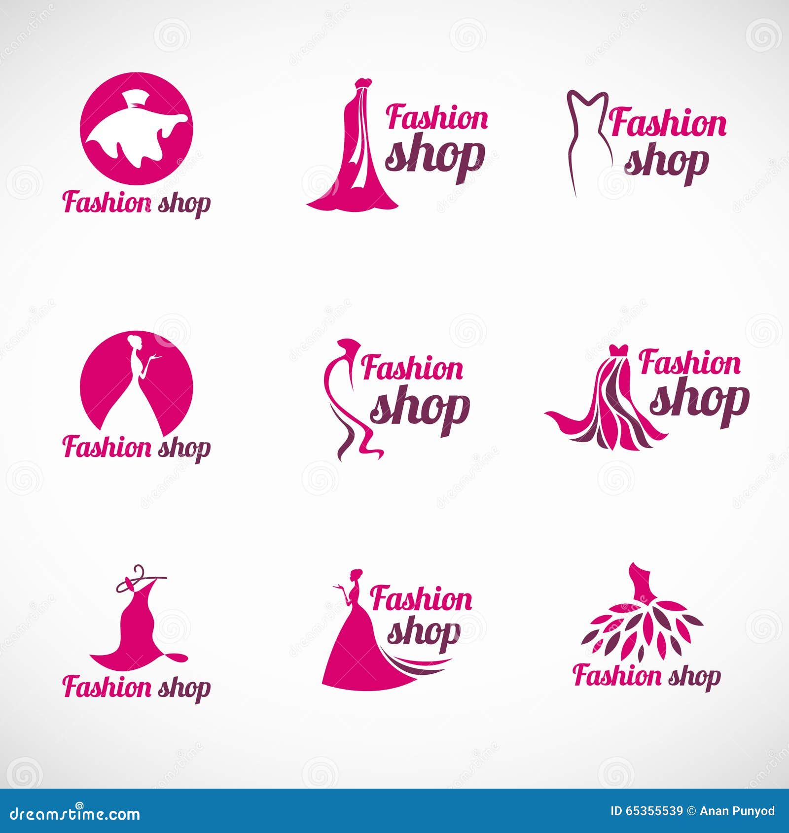 Fashion Shop Logo Red Dress And Clothes Hanger Logo Vector Set Design # ...