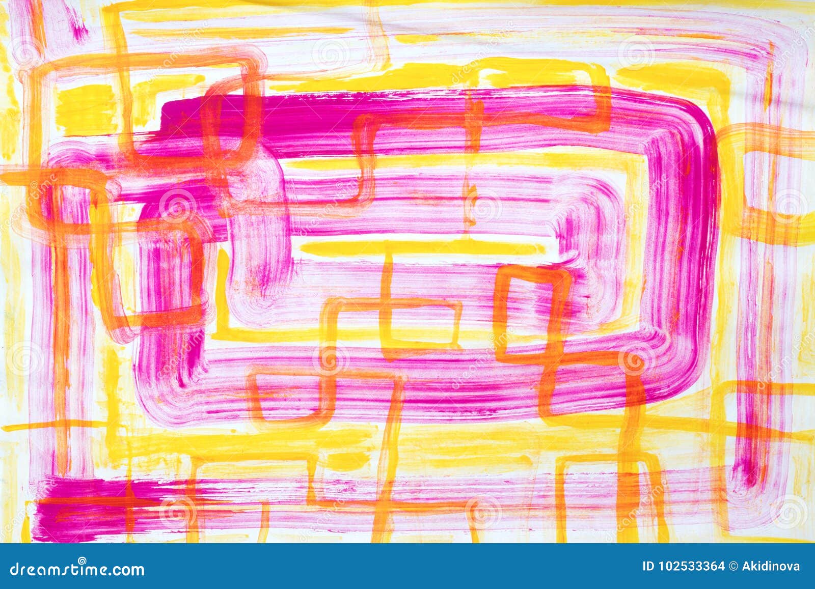 Pink and Yellow Abstract Art Painting. Stock Illustration