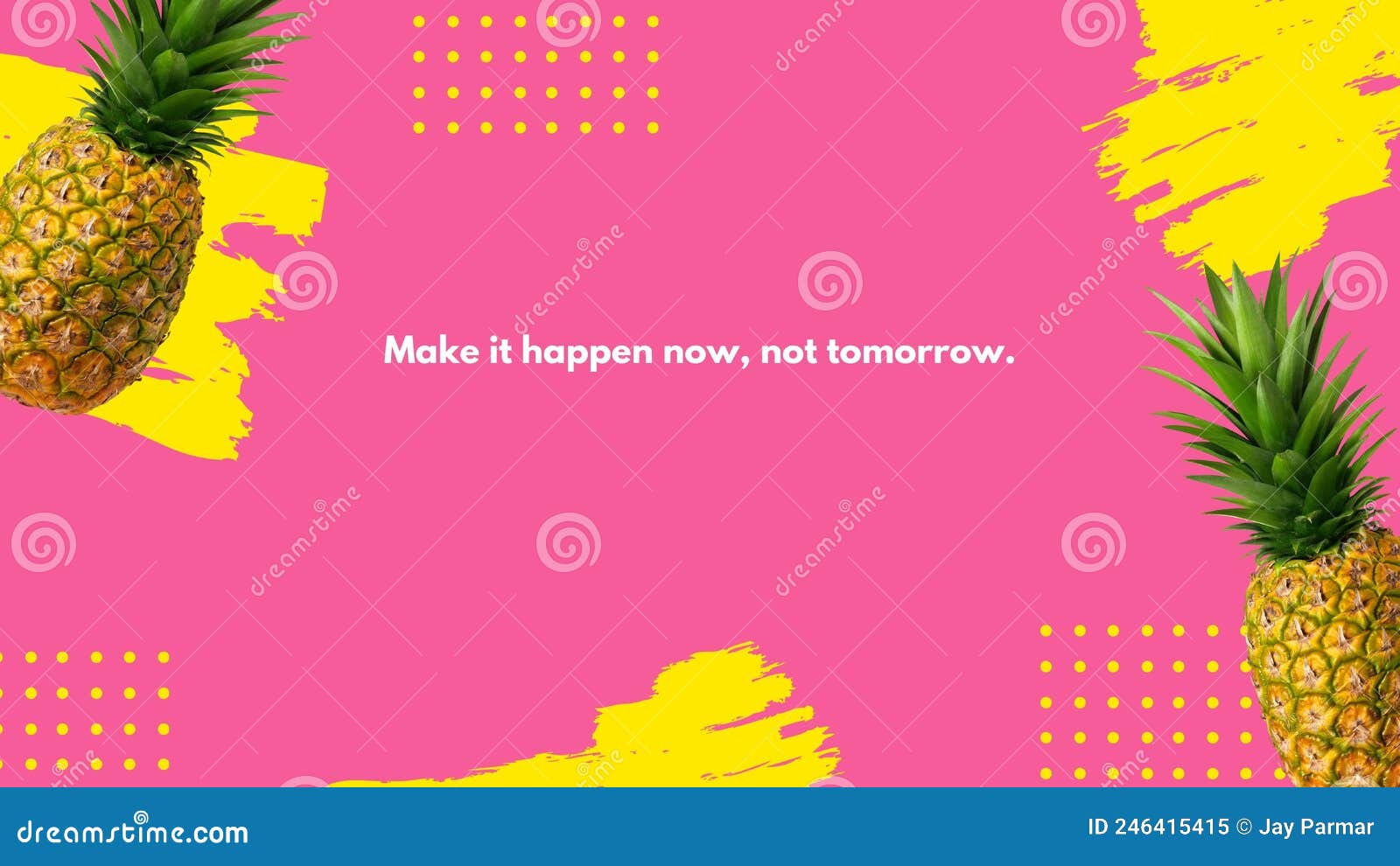 Pink Yellow and Pineapple Summer Desktop Wallpaper Stock Illustration
