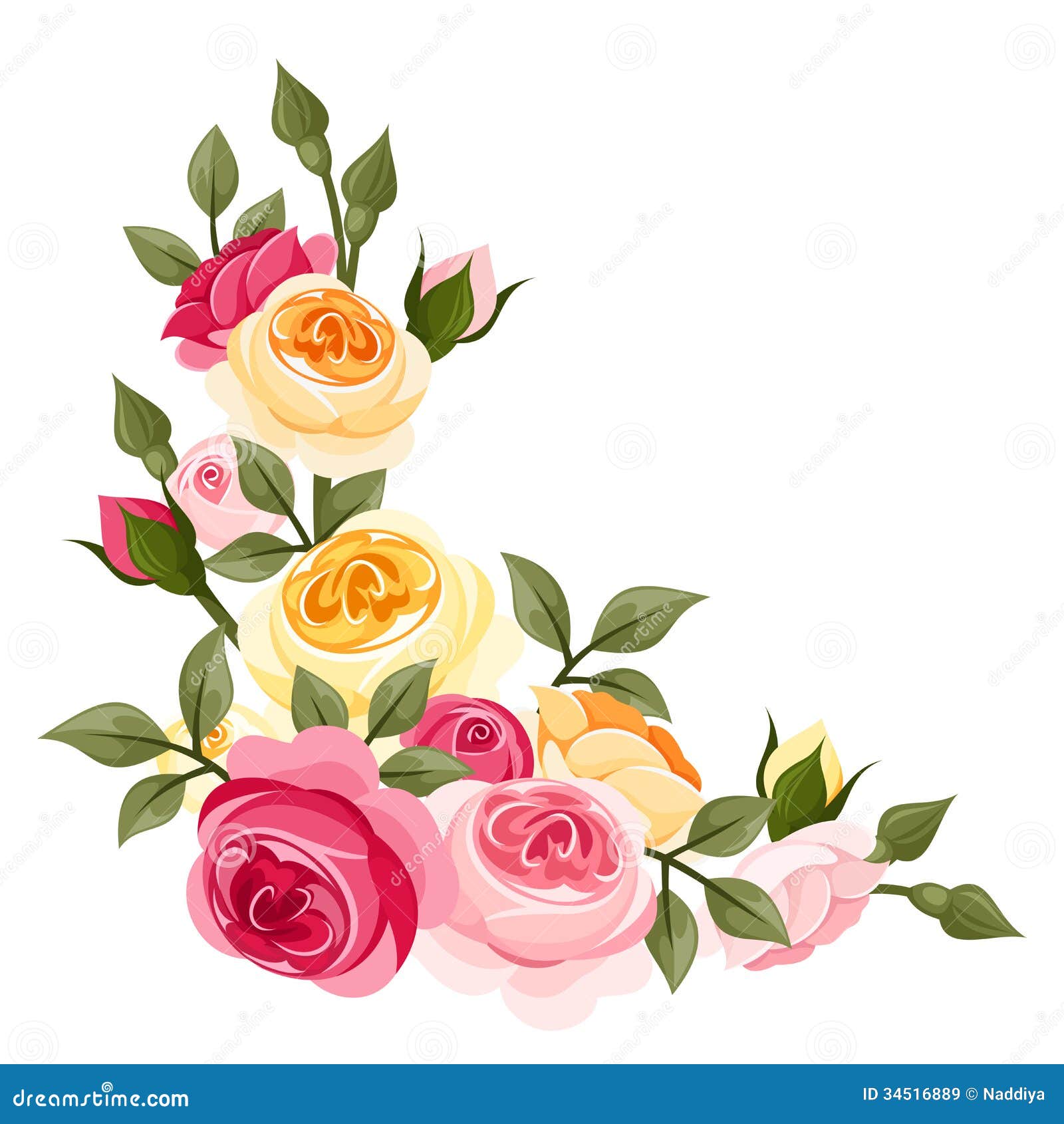 Pink And Yellow Vintage Roses. Royalty Free Stock Images 