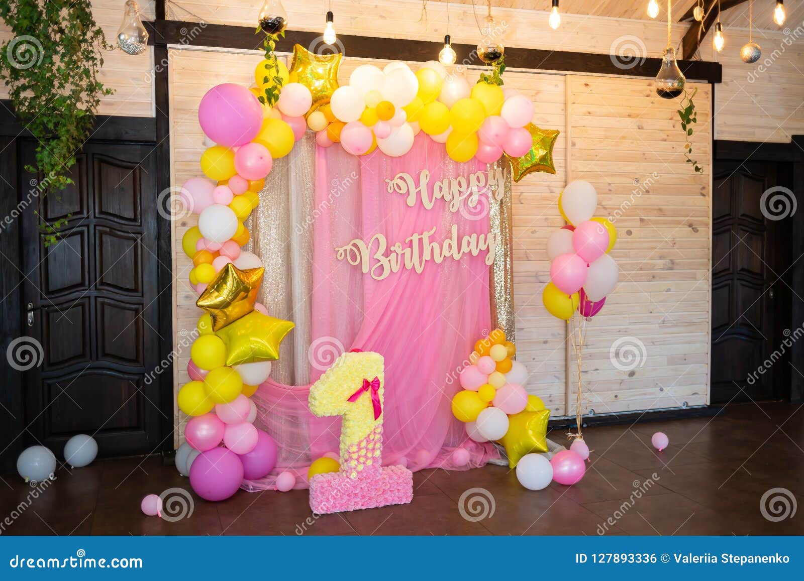 The Decor for the the First Birthday Party Stock Photo - Image of emotion,  infant: 127893336