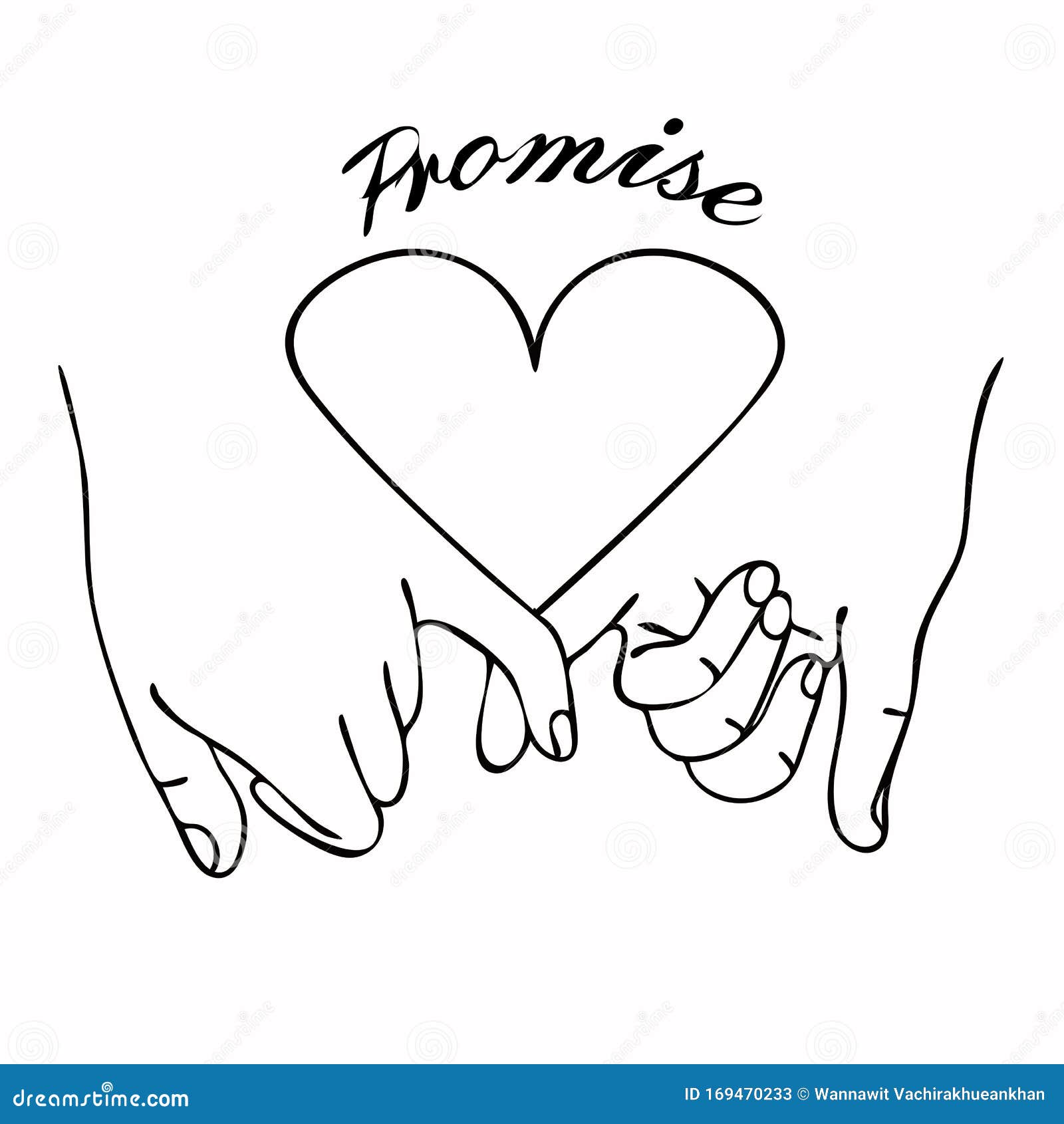 Download Pinky Promise Outline Vector With Heart Stock Vector ...