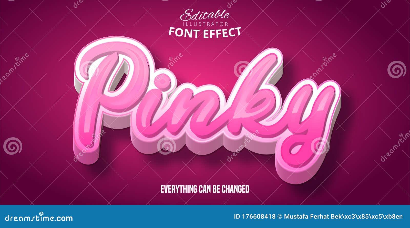 pinky text, 3d editable font effect