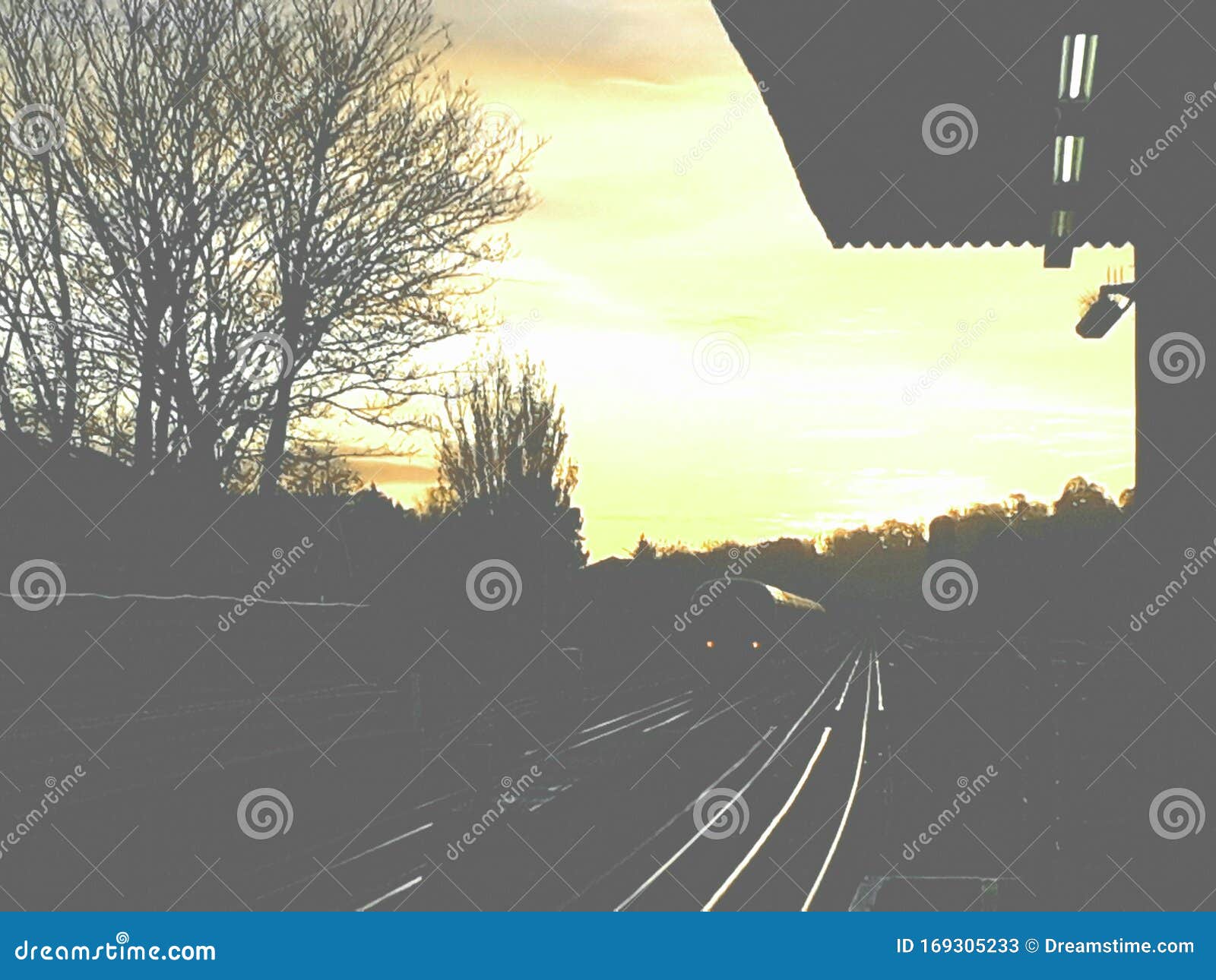 Pinner Station Sunrise stock image. Image of station 169305233
