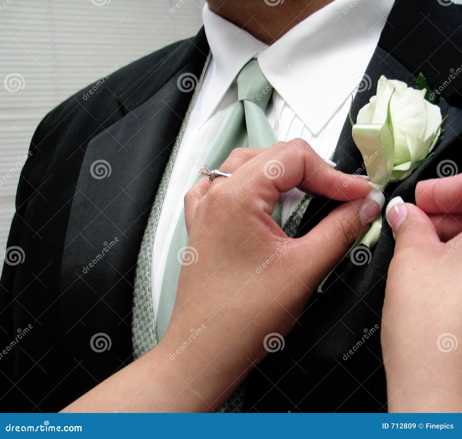 Pinning flower on groom stock image. Image of bride, brochure 712809