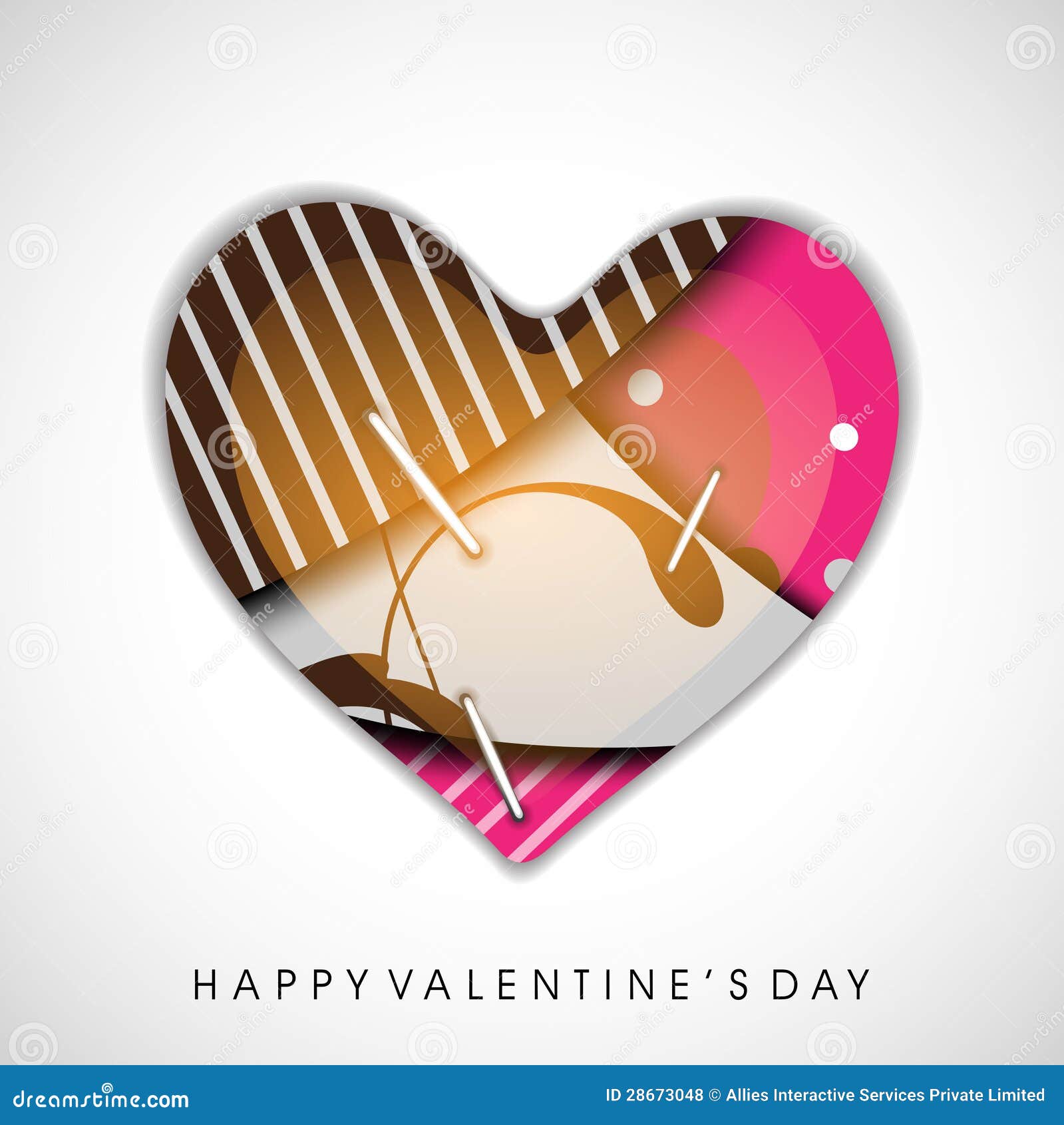 Pino colorido do coração acima, cartão do dia de Valentim ou cartão de presente. EPS 10.