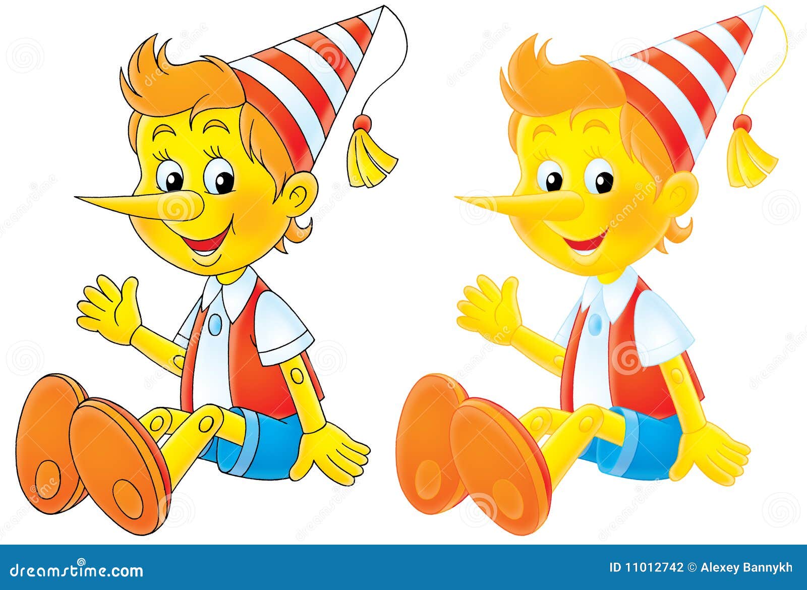 Pinocchio / Buratino stock illustration. Illustration of merry - 11012742