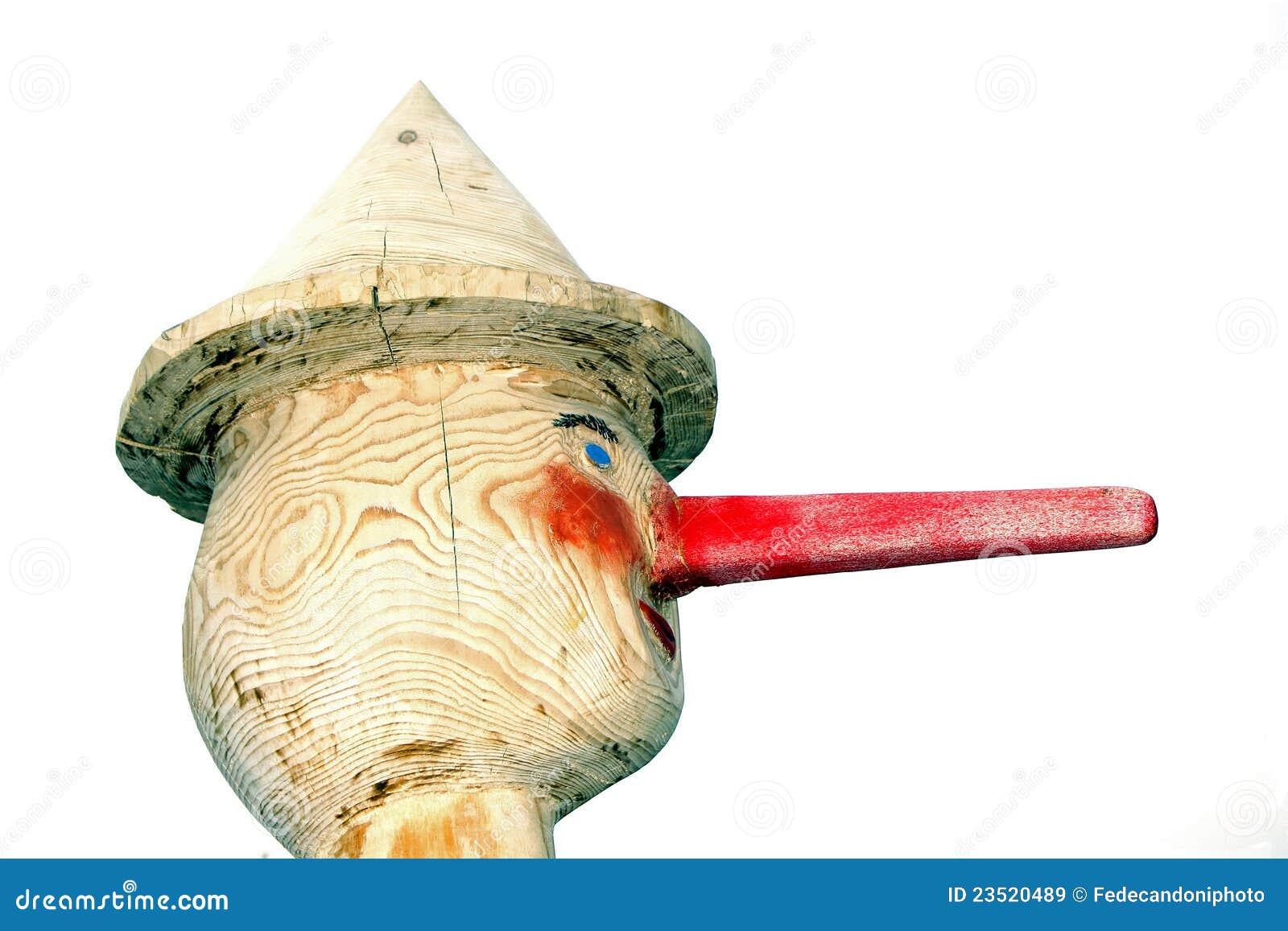 Pinocchio Puppet Face with His Long Red Noses Stock Image Image of