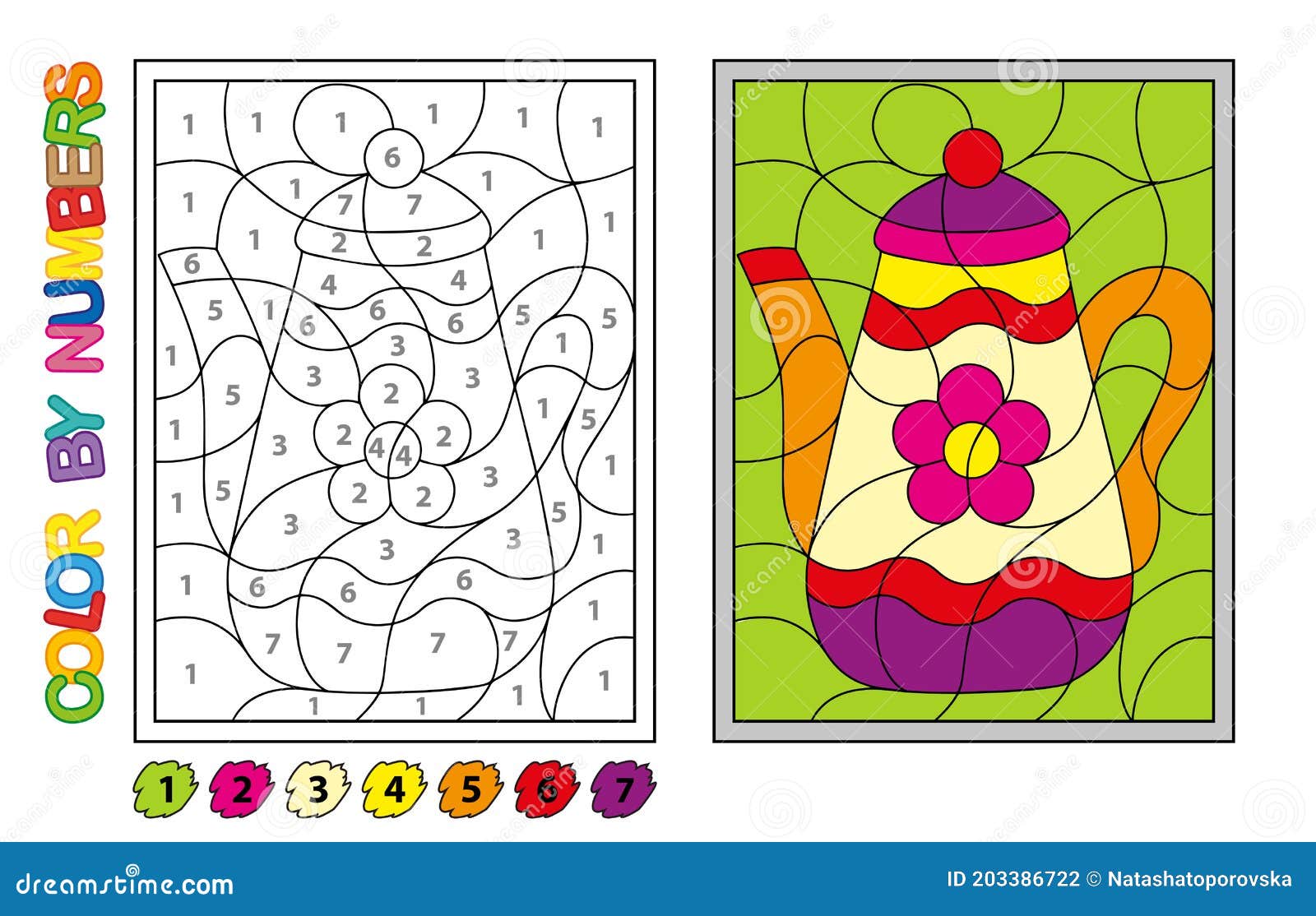 Pintamos Números. Juego De Rompecabezas Para Educación Infantil. Números Y Colores Para Dibujar Y Aprender Ilustración del Vector - de contorno, drenaje: 203386722