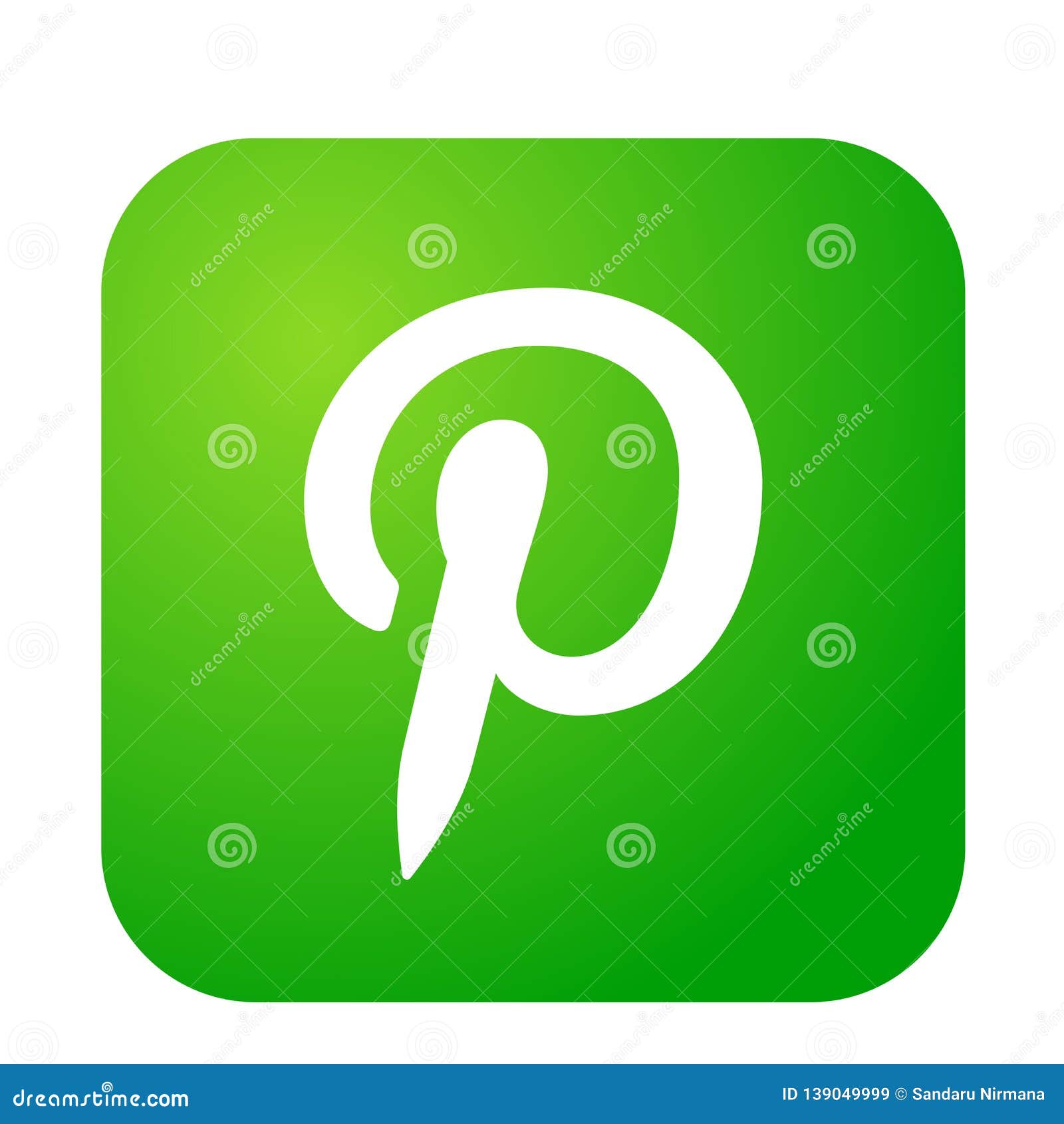 Pinterest Logo Icon in Green Social Media Icon Element Vector on White
