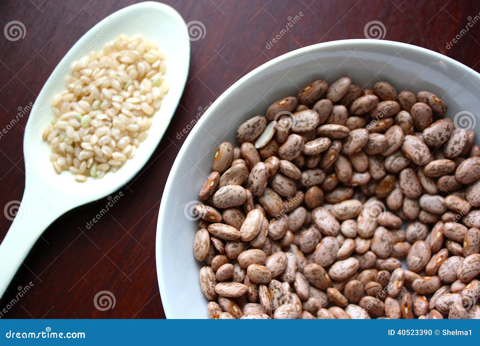 Pinto beans and brown rice stock photo. Image of food 40523390