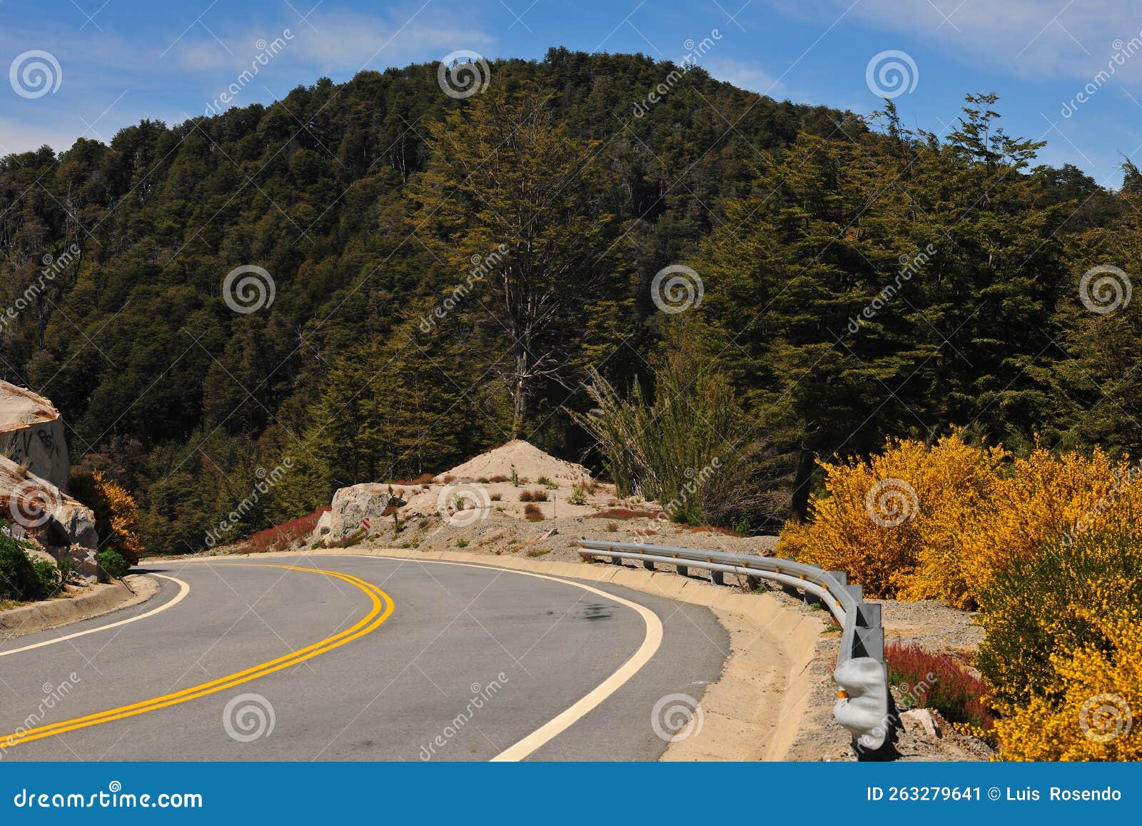 route asphalt curve picturesque and exotic landscapes mountains