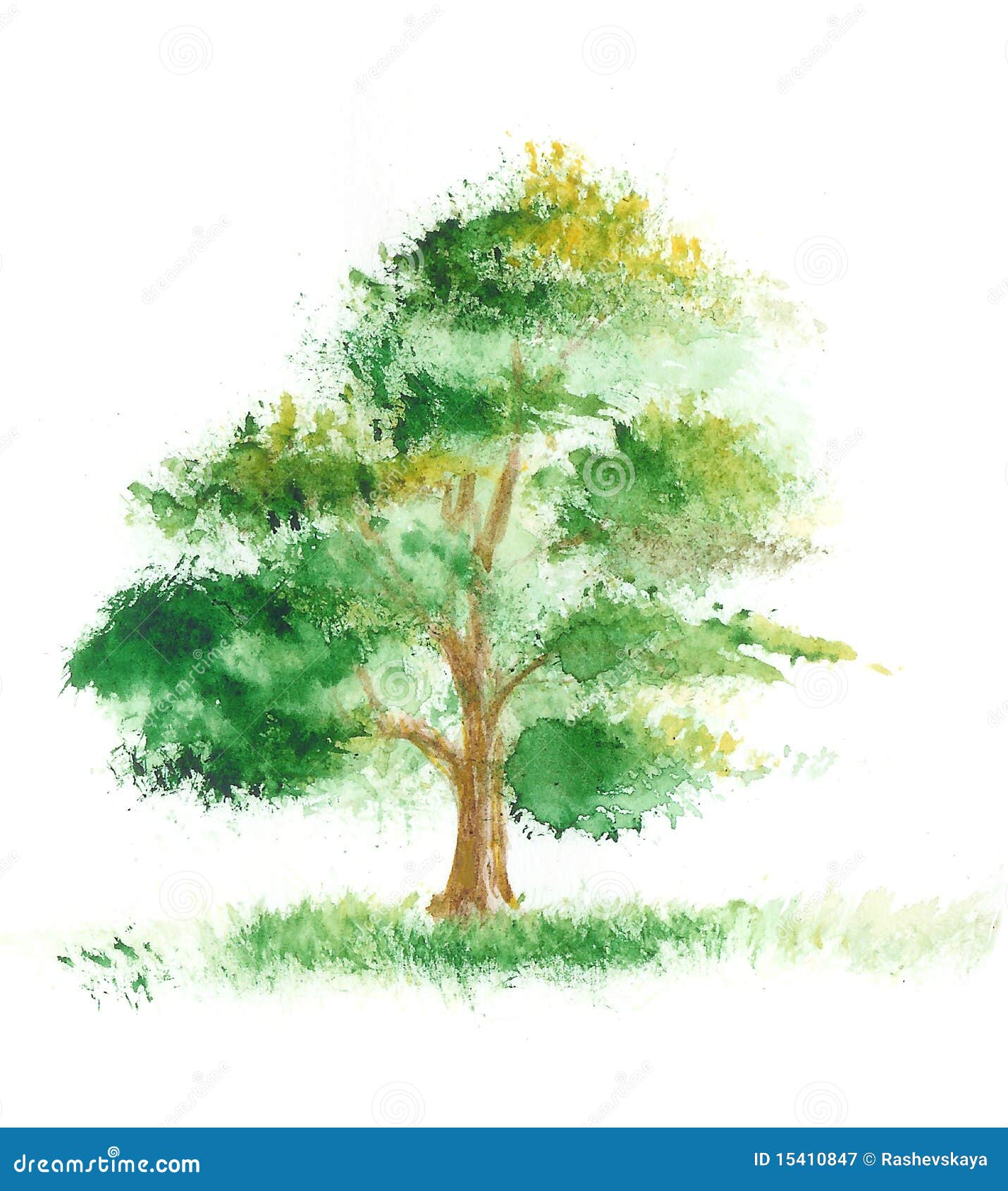 Pintura De La Acuarela De Un árbol Stock de ilustración - Ilustración de  cuadro, color: 15410847