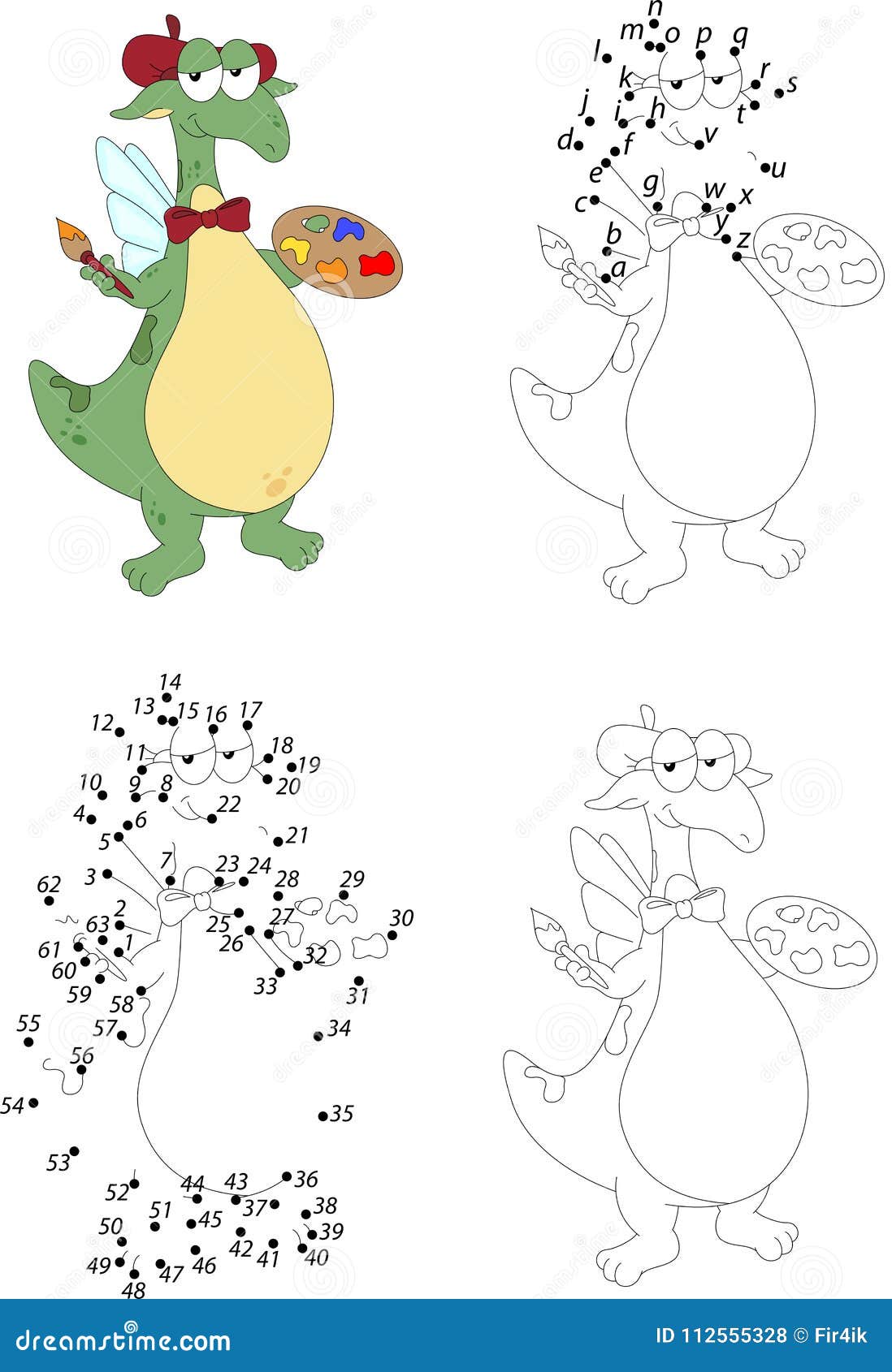 Pintura Do Dragão Verde Livro Para Colorir E Ponto Para Pontilhar O Jogo  Para a Criança Ilustração do Vetor - Ilustração de enigma, conecte:  112555328
