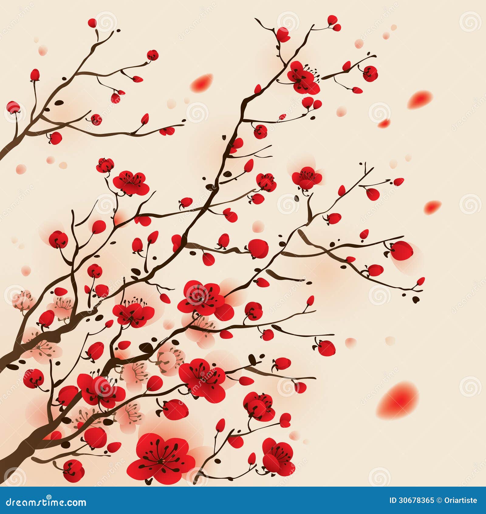 Pintura Oriental Del Estilo, Flor Del Ciruelo En Primavera Ilustración del Vector - Ilustración de estilo, rojo: 30678365 Pintura Oriental Del Estilo, Flor Del Ciruelo En Primavera Ilustración del Vector - Ilustración de estilo, rojo: 30678365