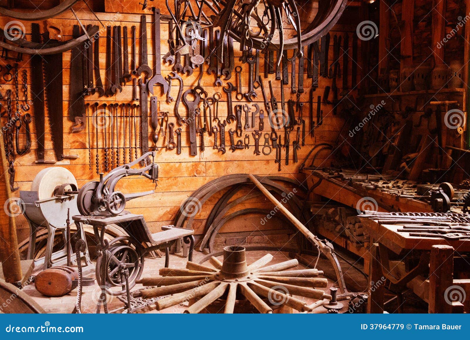 garden shed with tools and pots stock photo - image of