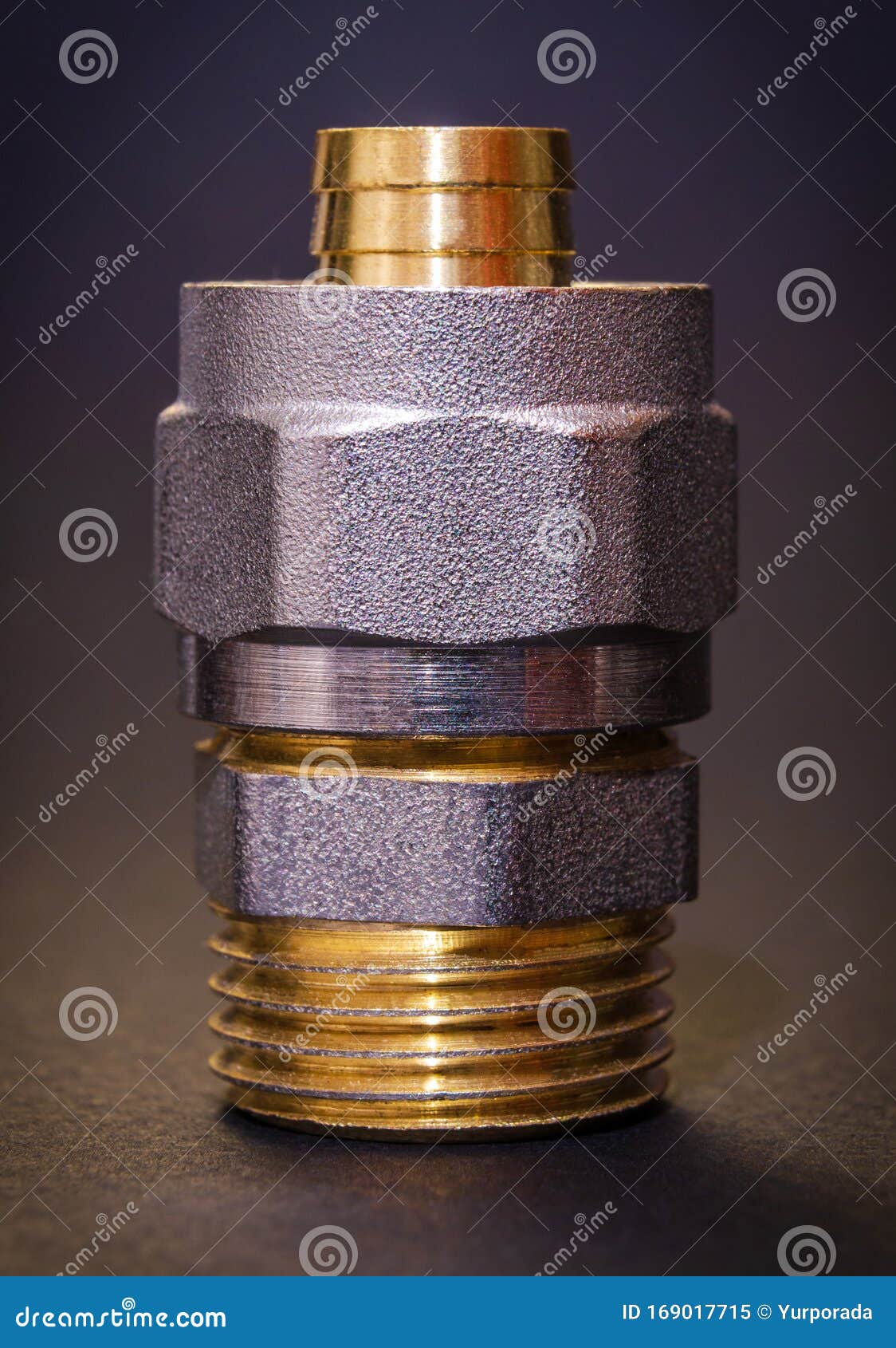 Pipe Brass Fitting Used for Connecting Pipes in Plumbing Stock Image
