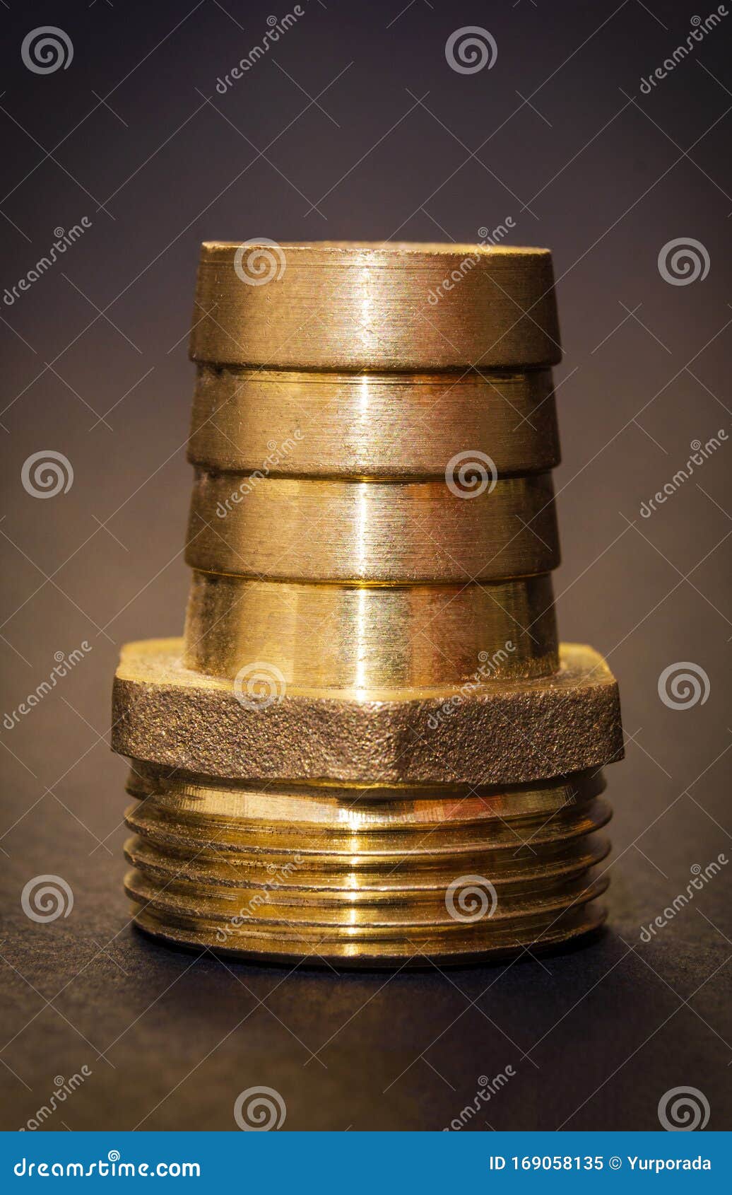 Pipe Brass Fitting Used for Connecting Pipes in Plumbing Stock Image