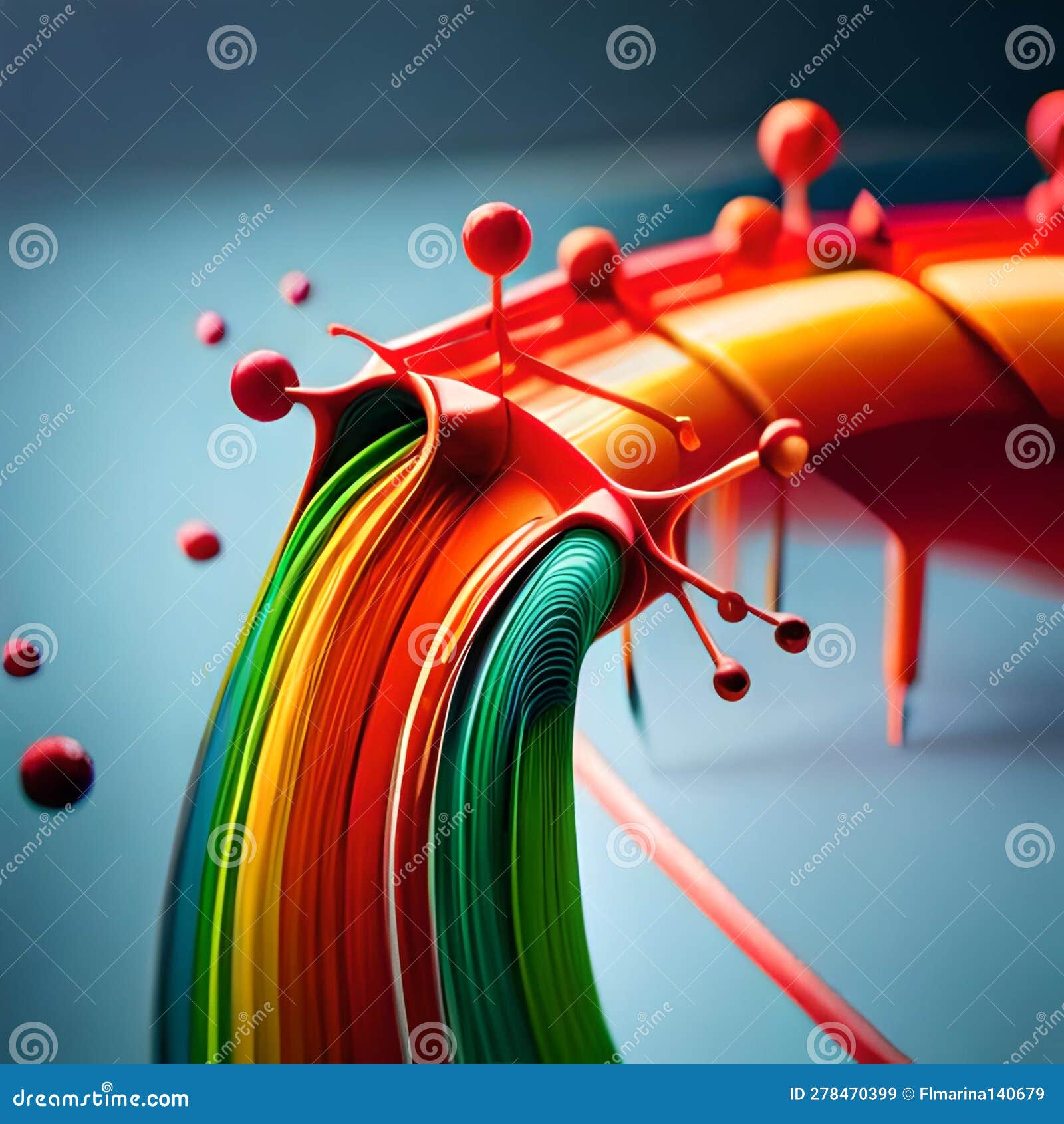 A Pipe with Brightly Colored Paint Leaking Out. the Concept of a Bright