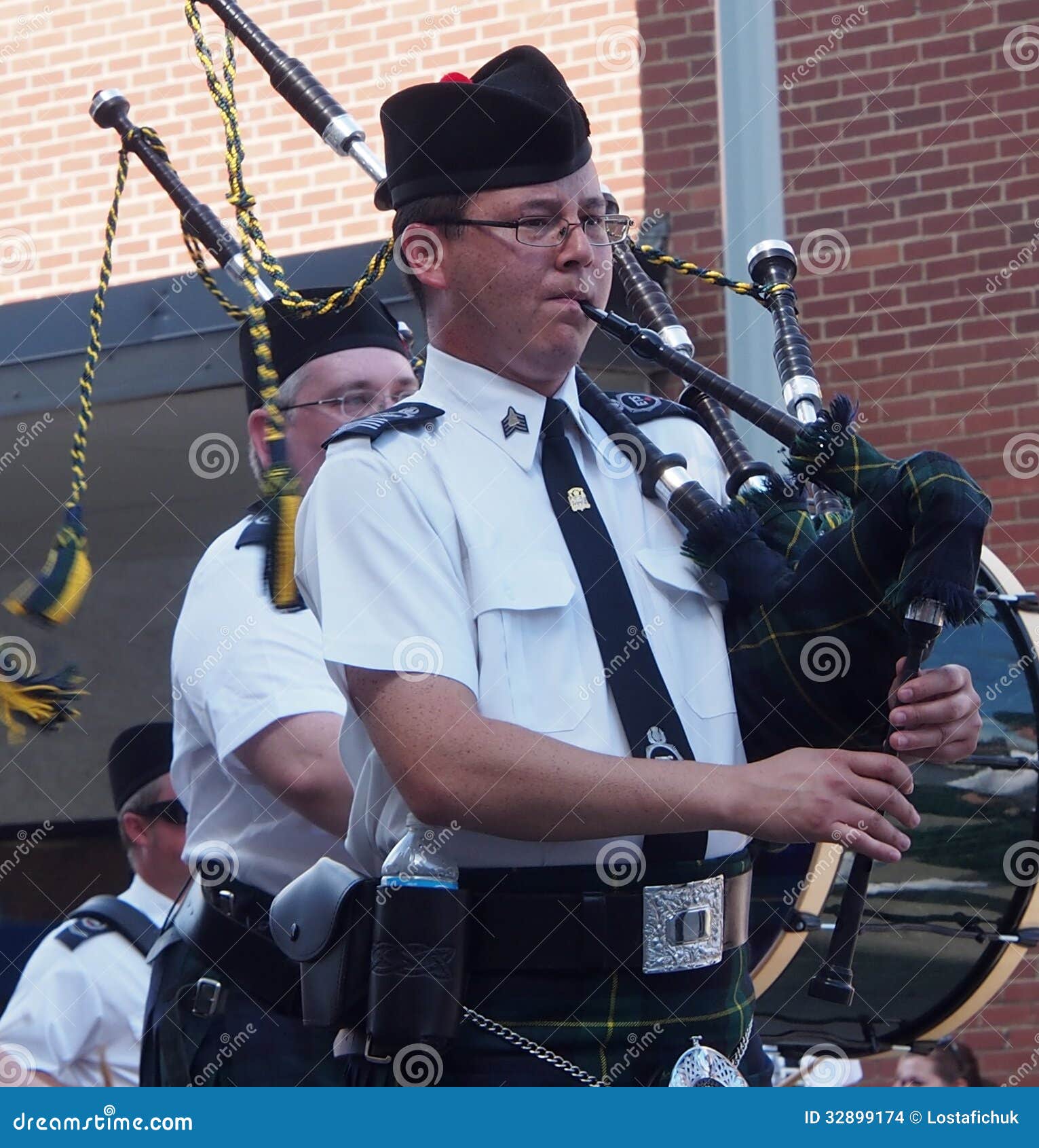 Pipe and Drum Band at Cariwest Parade Edmonton Editorial Stock Image
