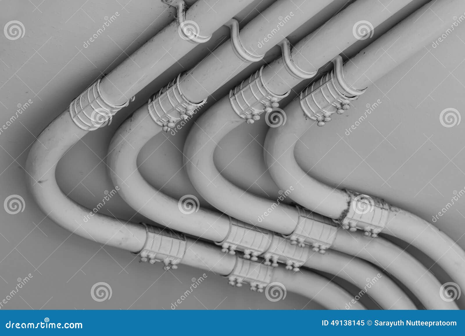 Pipe of Electricity Line on Cement Wall Stock Image Image of object
