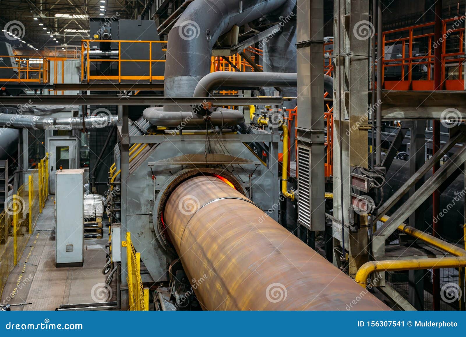 Pipe Heating in Induction Oven for Polymer Coating Stock Image Image