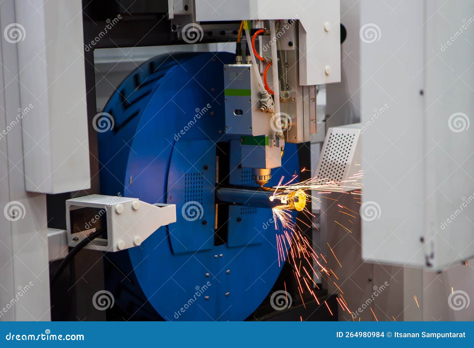 Pipe laser cutting machine stock photo. Image of mechanical 264980984