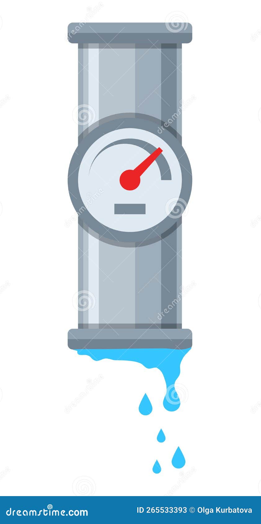 Pipe with Leaking Water. Burst Pipeline Caused by Pressure. Plumbing