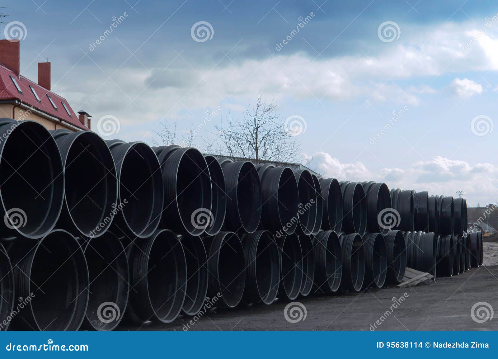 Pipe, Plastic, Large, Diameter, Huge Stock Photo Image of power