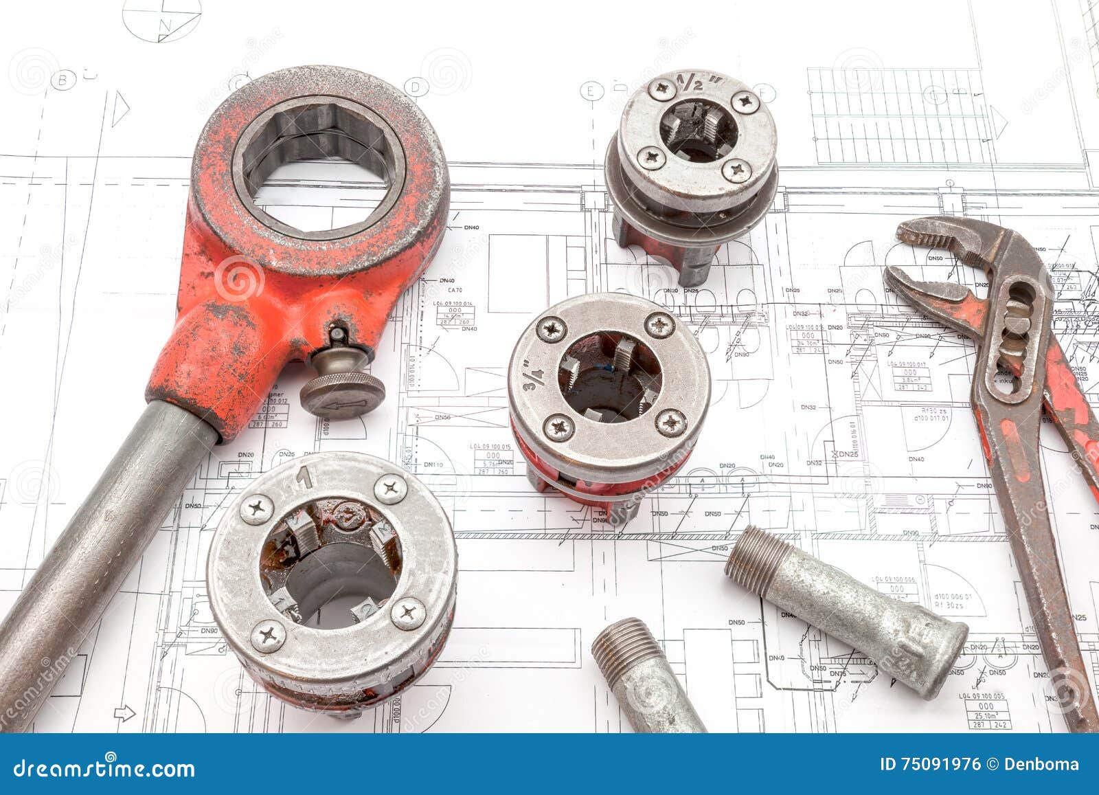 Pipe thread cutter stock photo. Image of paper, bathroom 75091976