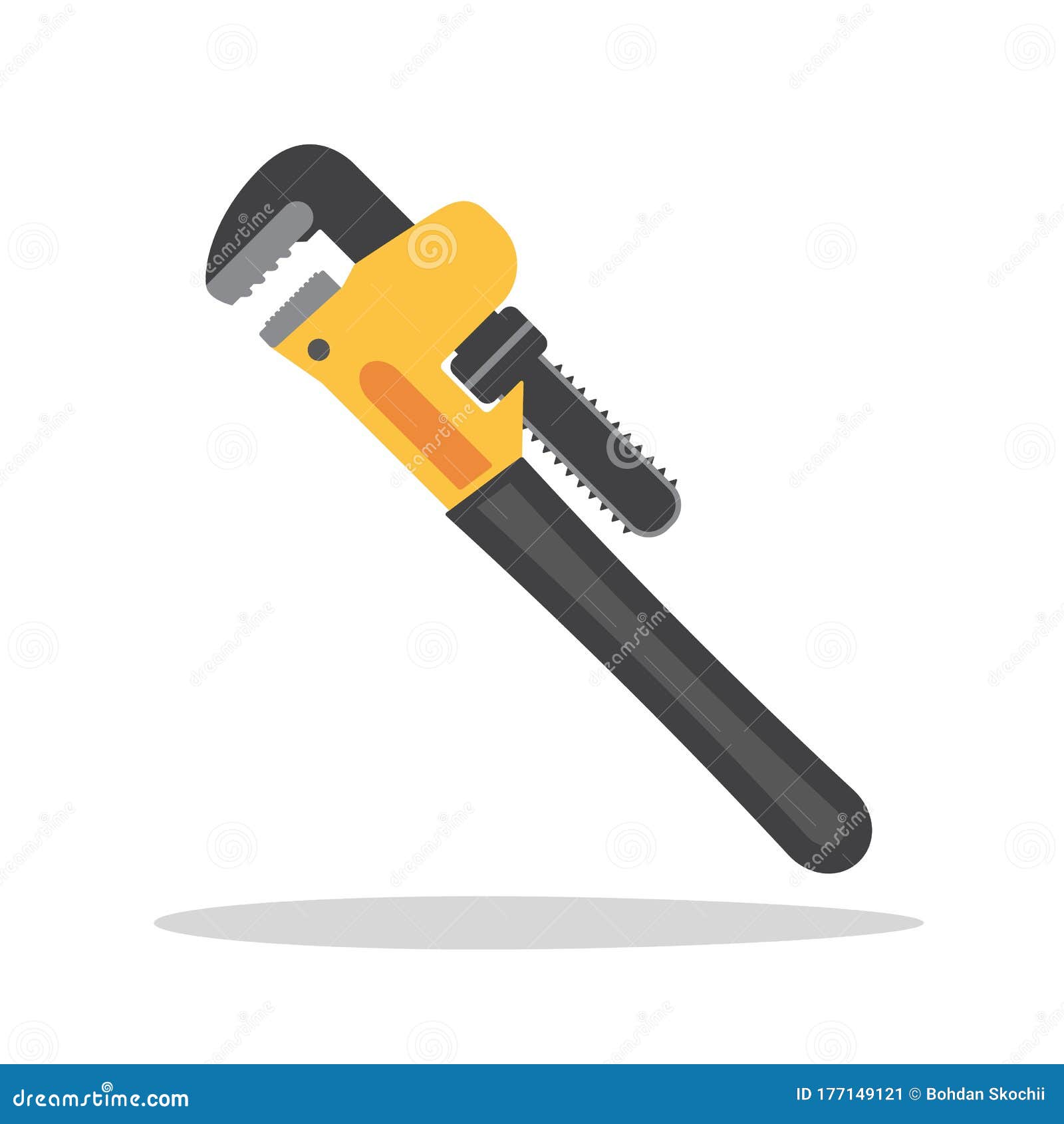 Pipe Wrench with Adjustable Jaw Stock Vector Illustration of tool