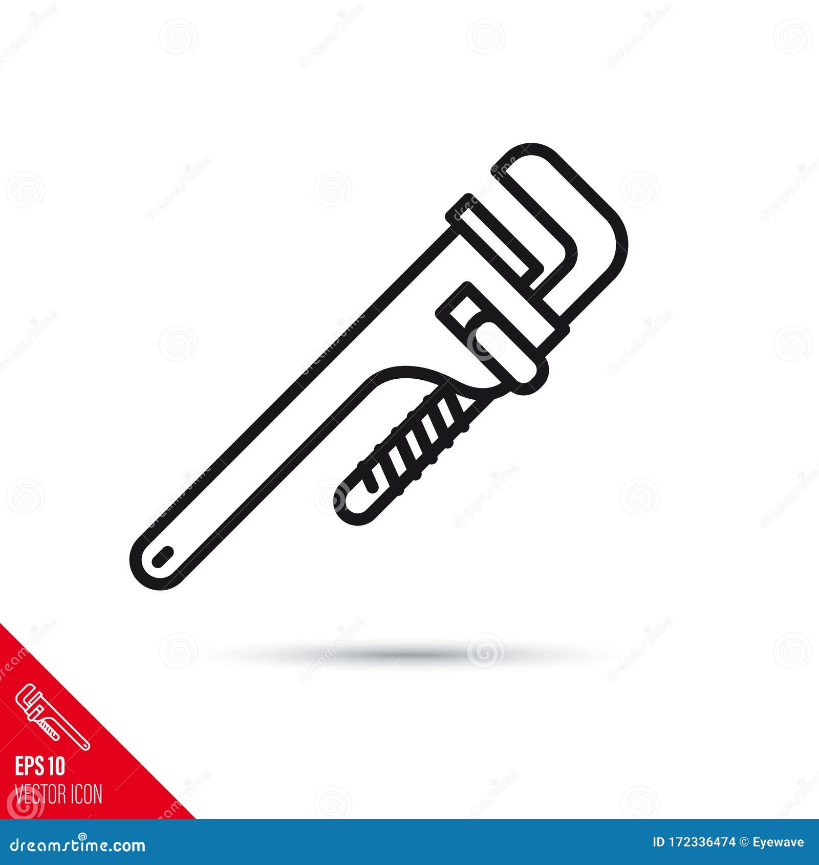 Pipe Wrench Vector Line Icon Stock Vector - Illustration of outline