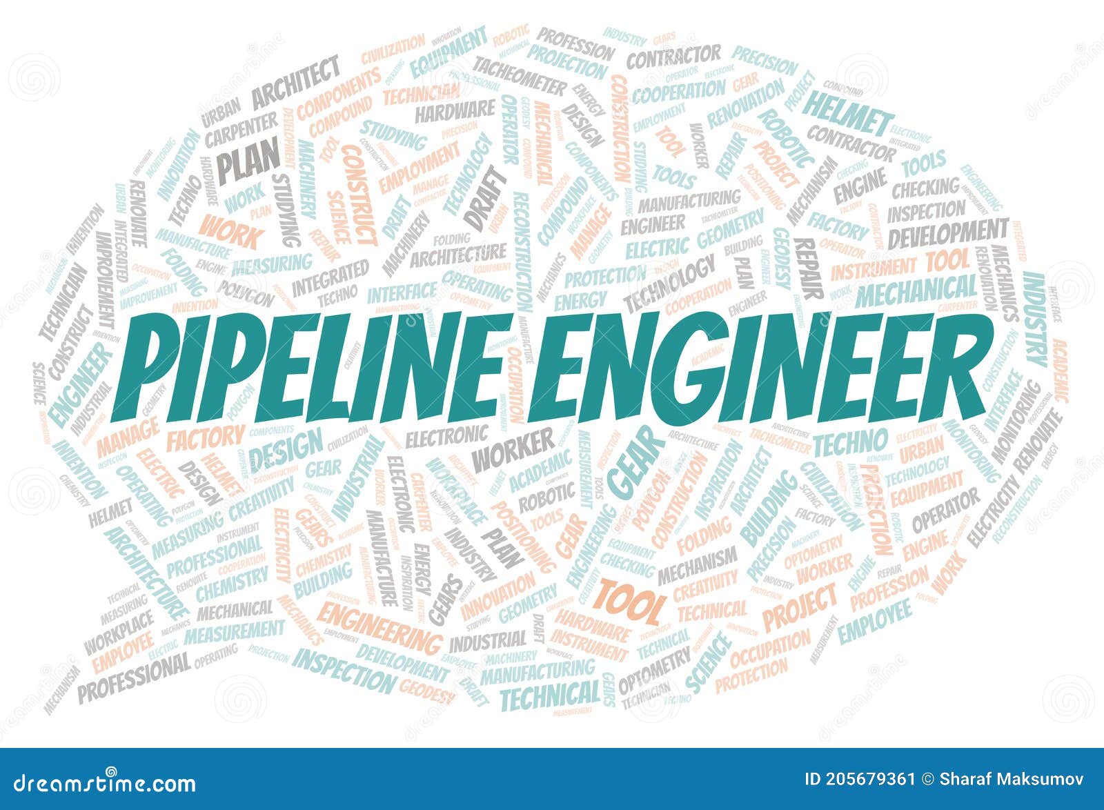 Pipeline Engineer Typography Word Cloud Create with the Text only Stock