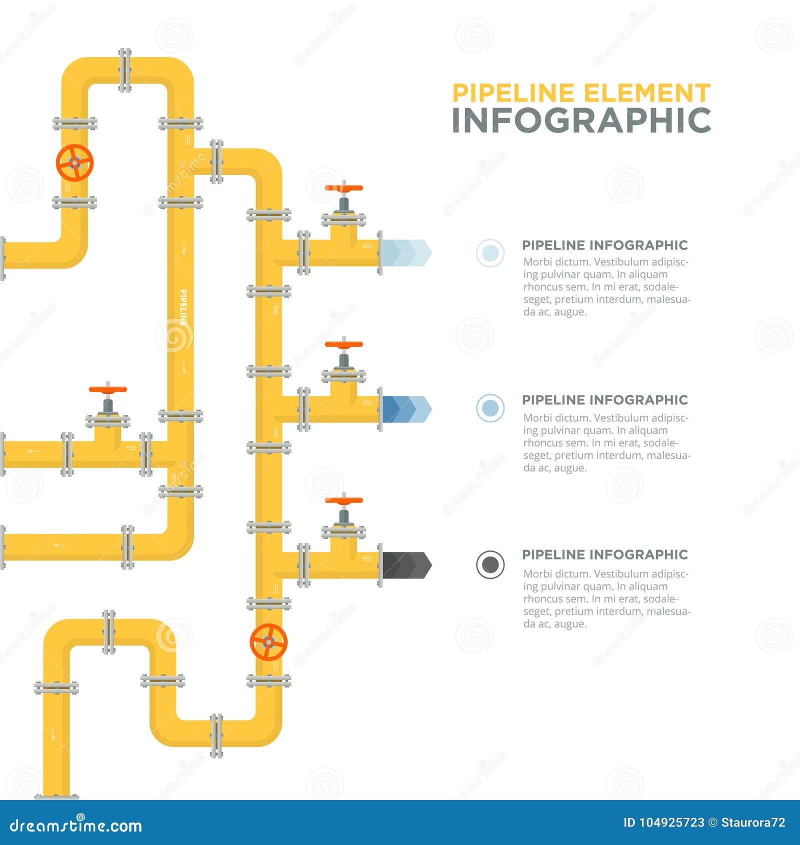 pipelines infographics template. pipes and valves.