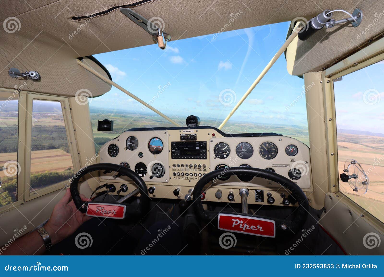 piper instrument panel at flight