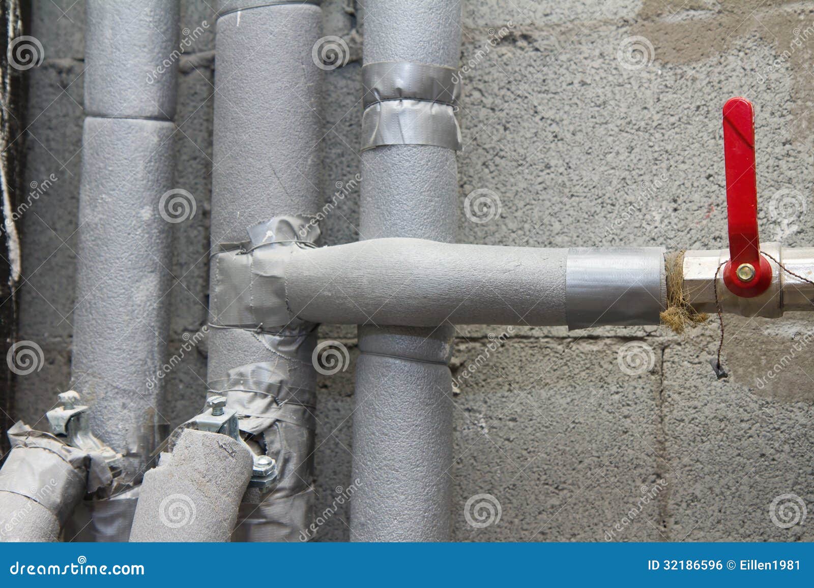 Pipes in bathroom stock photo. Image of domestic, cement 32186596