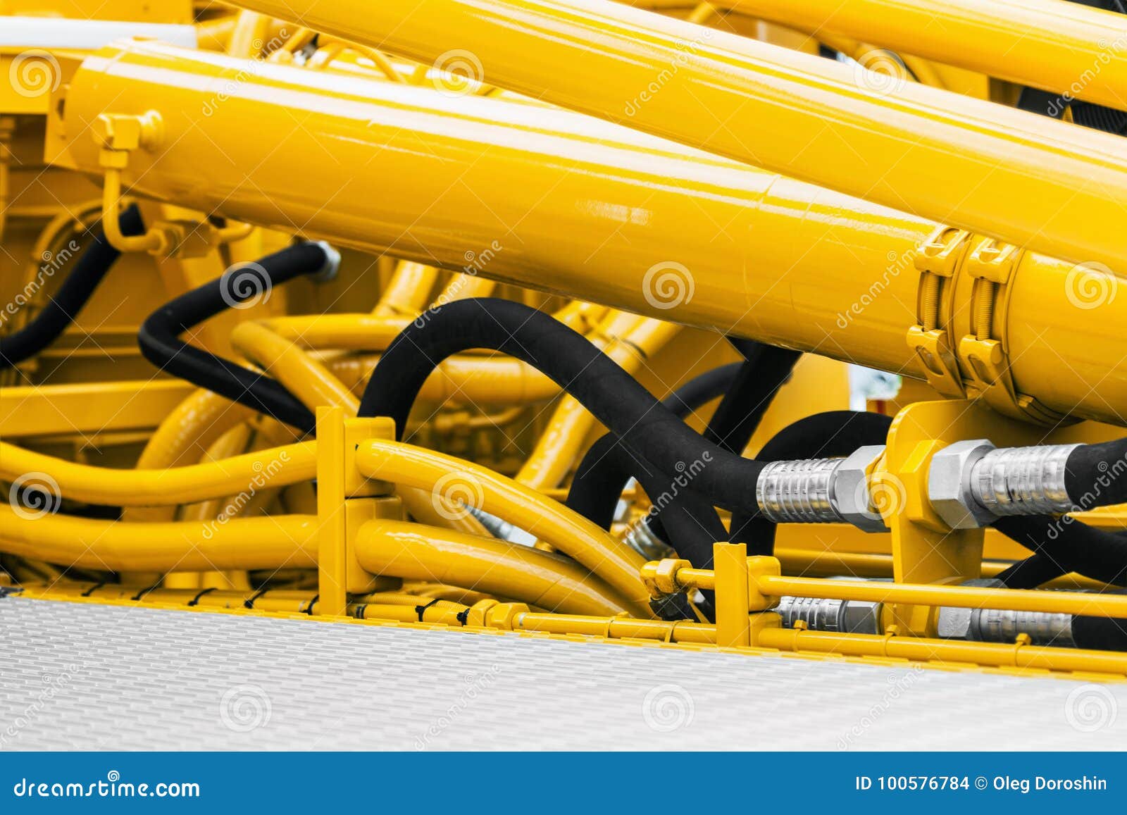 Pipes and the Hydraulic System of the Tractor Stock Photo Image of