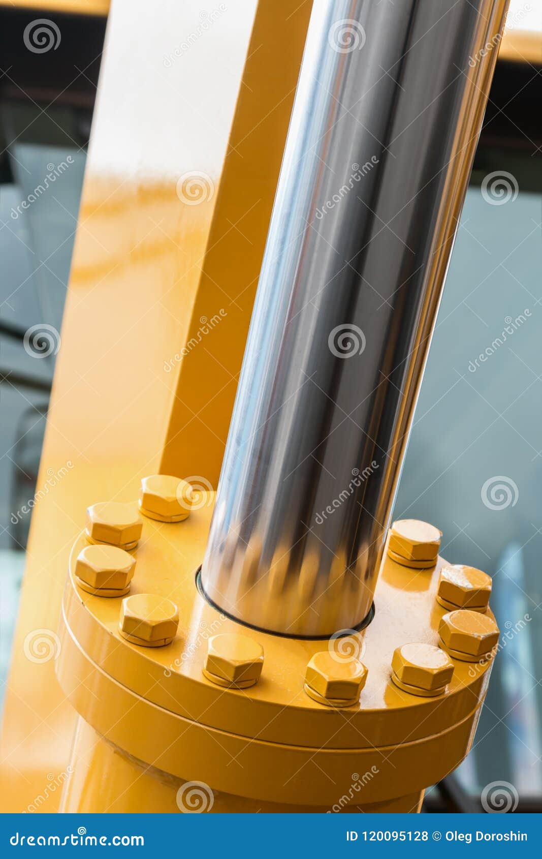 Pipes and the Hydraulic System of the Tractor or Excavator Stock Photo