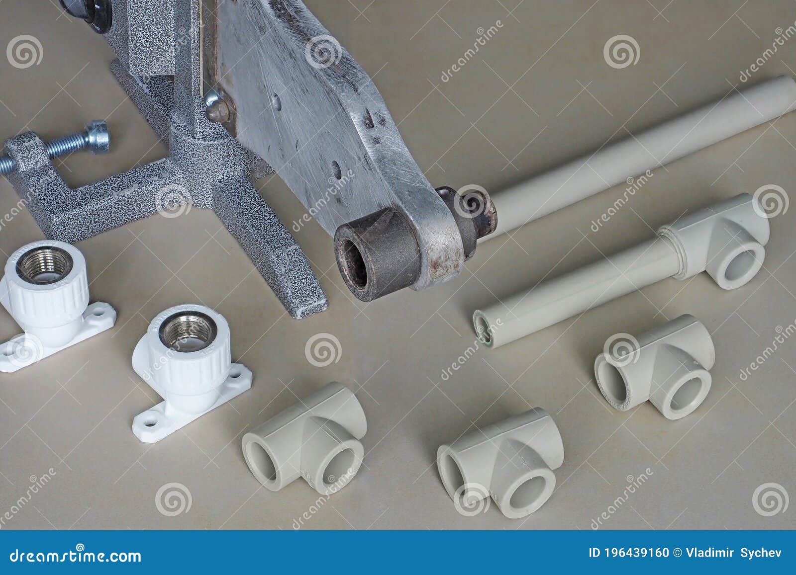 Pipes of Sanitary Engineering Welded Plastic. Stock Photo Image of