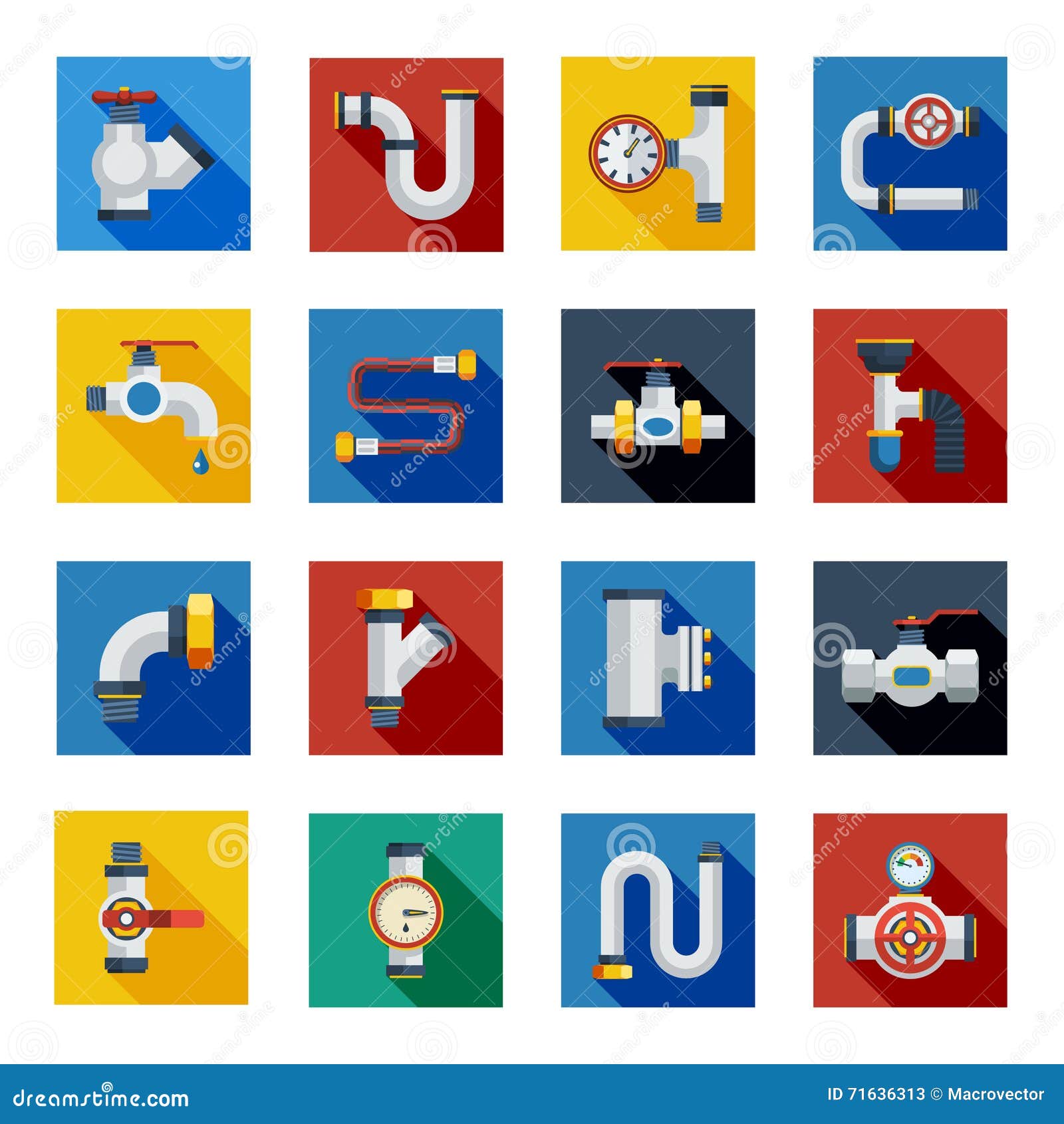 Pipes Shadow Icons Set stock vector. Illustration of indicator 71636313