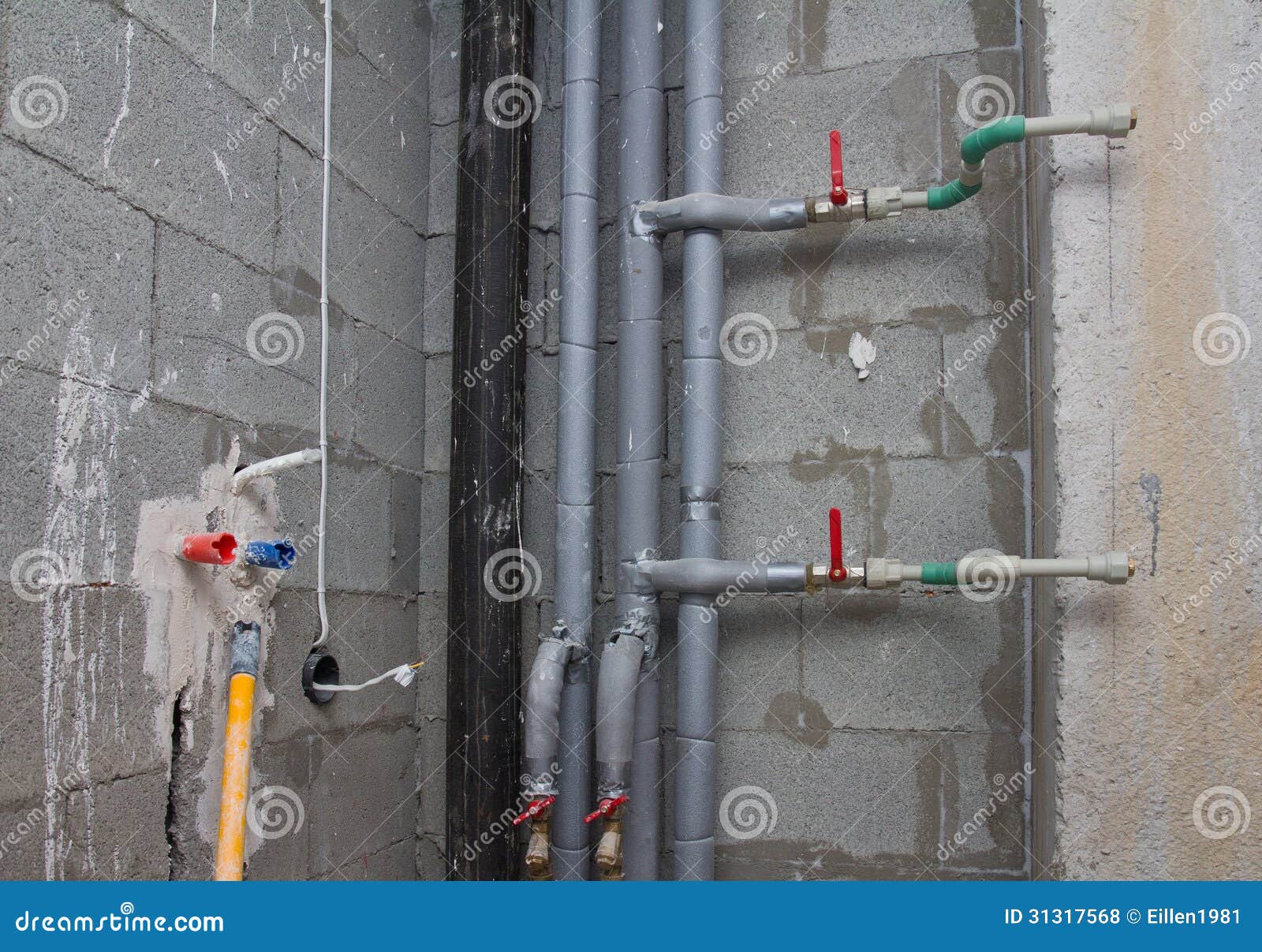 Pipes and Water Valves in Bathroom Stock Photo Image of equipment