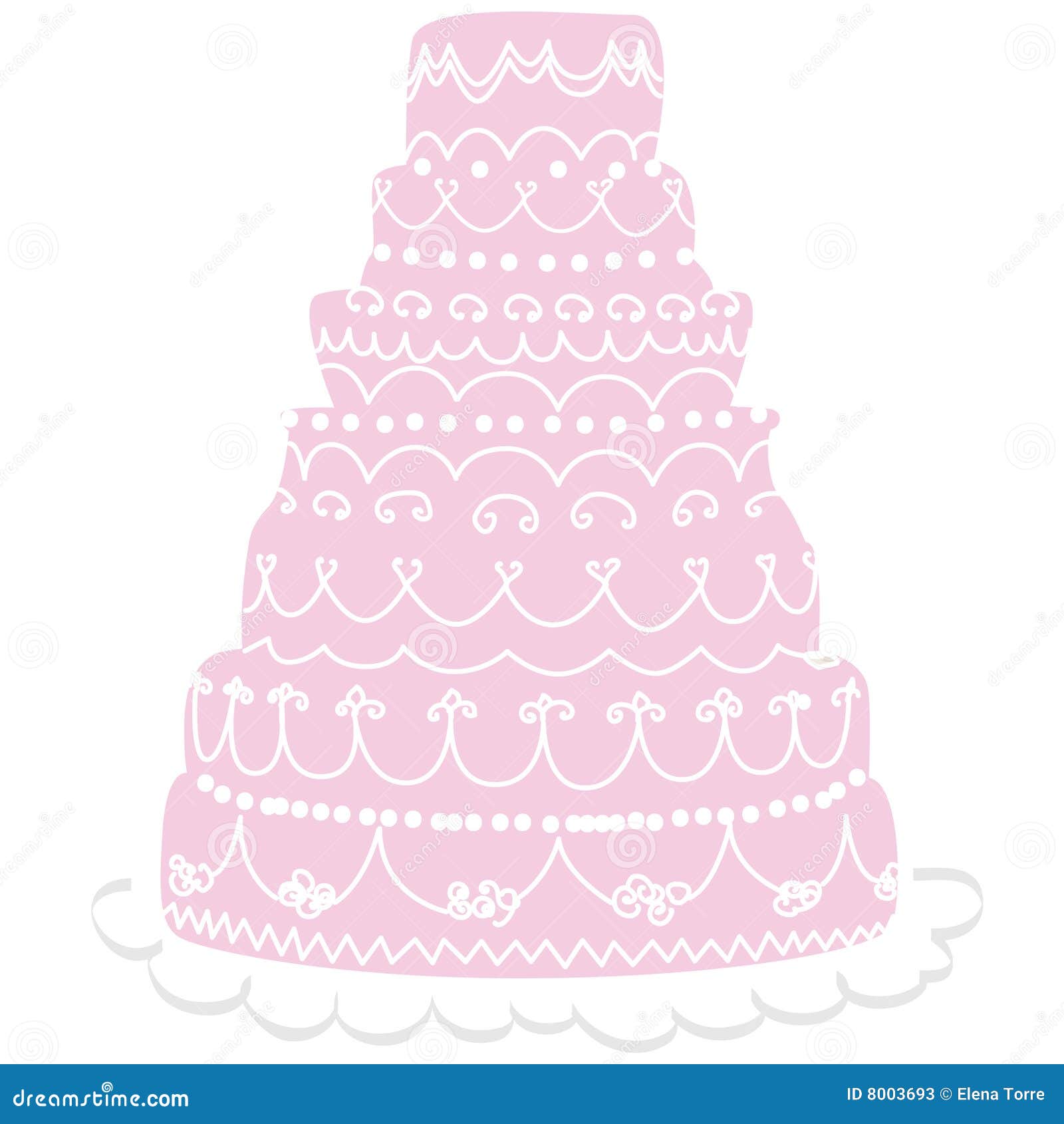 Pique la torta de boda. Pique la decoración blanca de la formación de hielo de la torta - ilustración