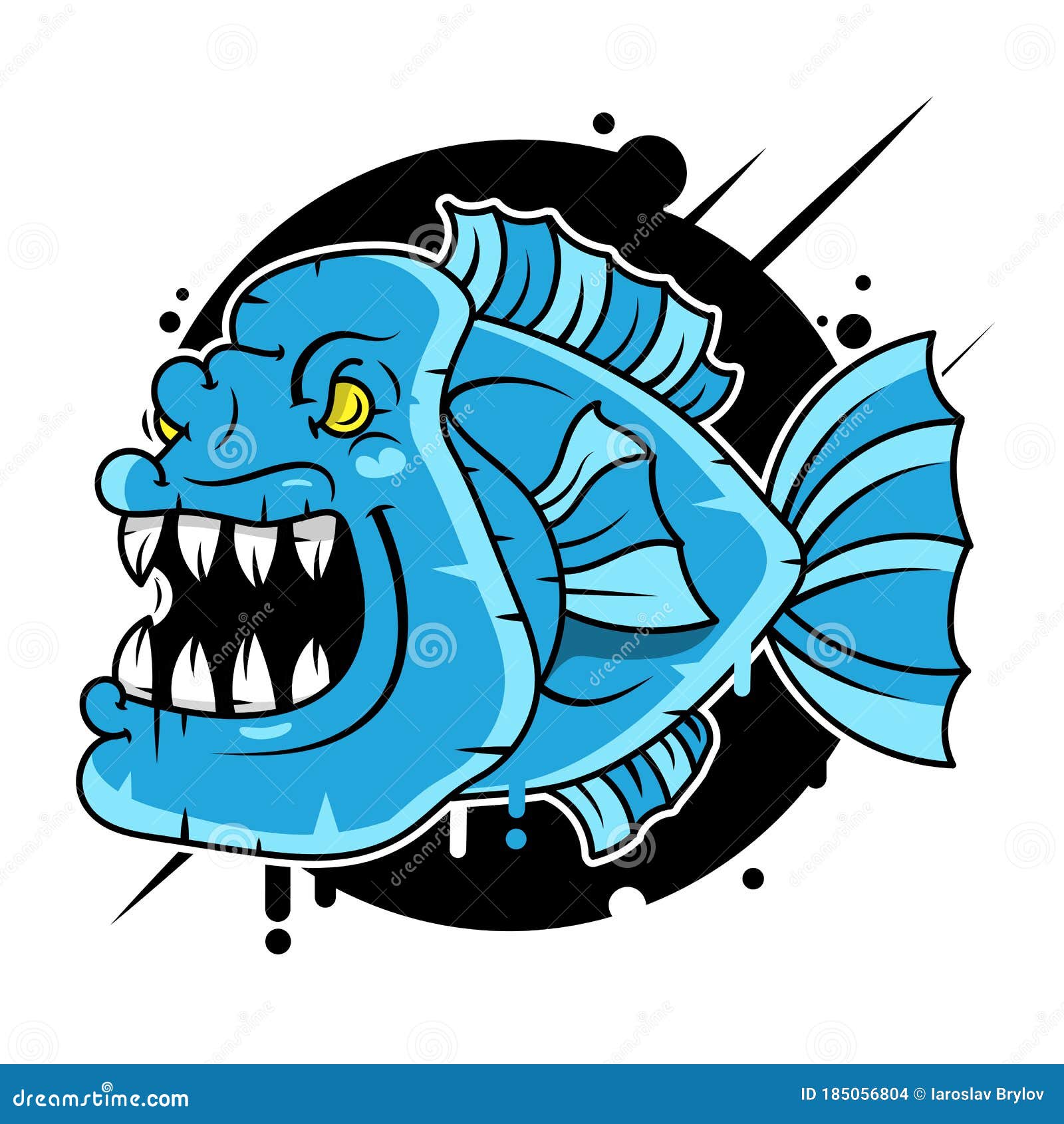 pirana fish character  suitable for greeting card, poster or t-shirt printing
