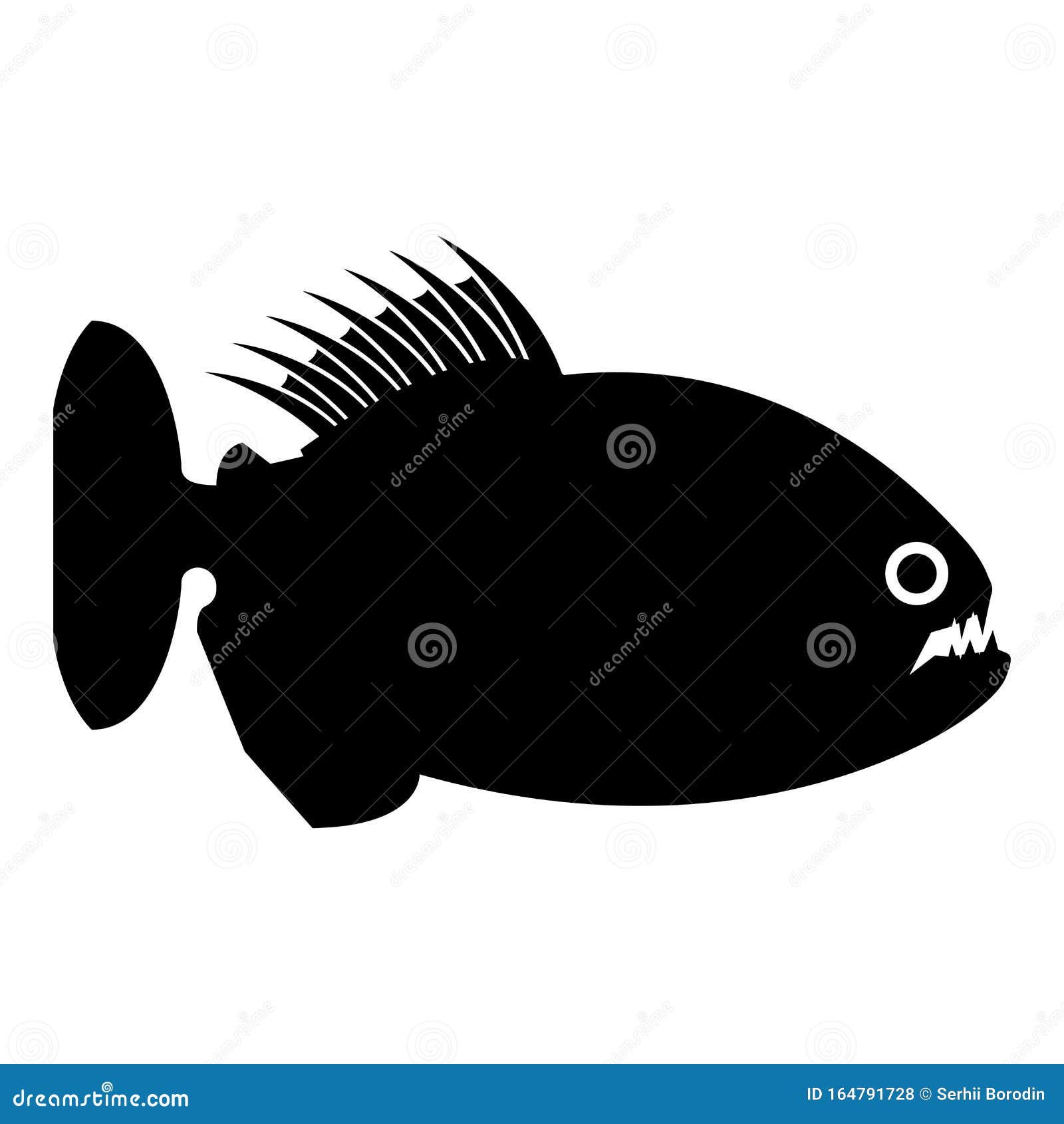 Download Piranha Angry Fish Icon Black Color Vector Illustration ...